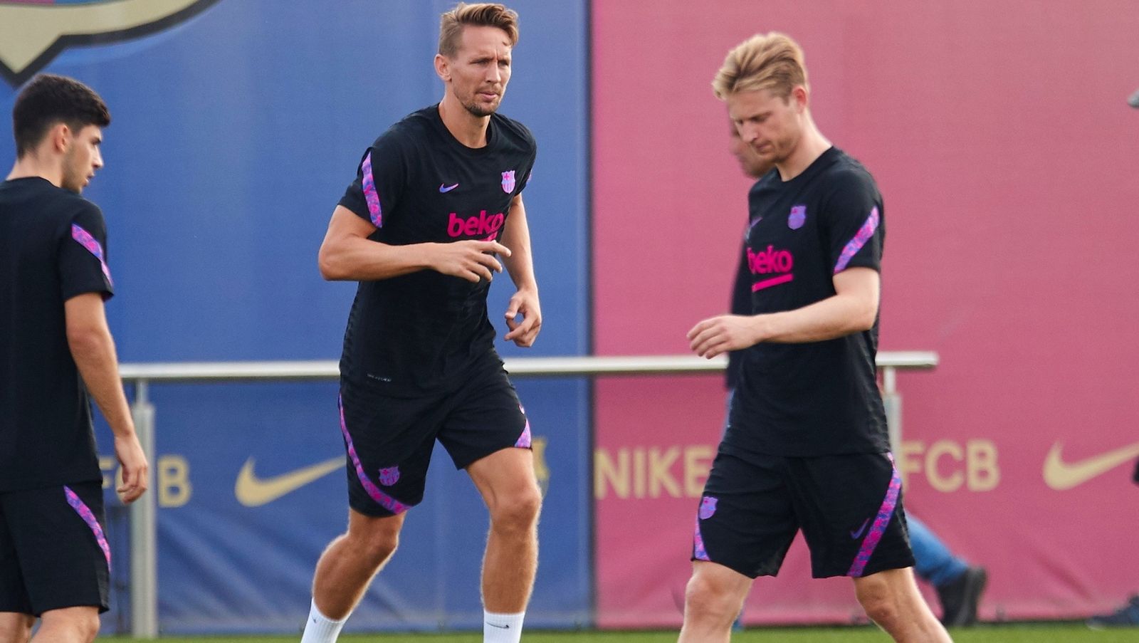 Luuk de Jong, en un entrenamiento del Barcelona.