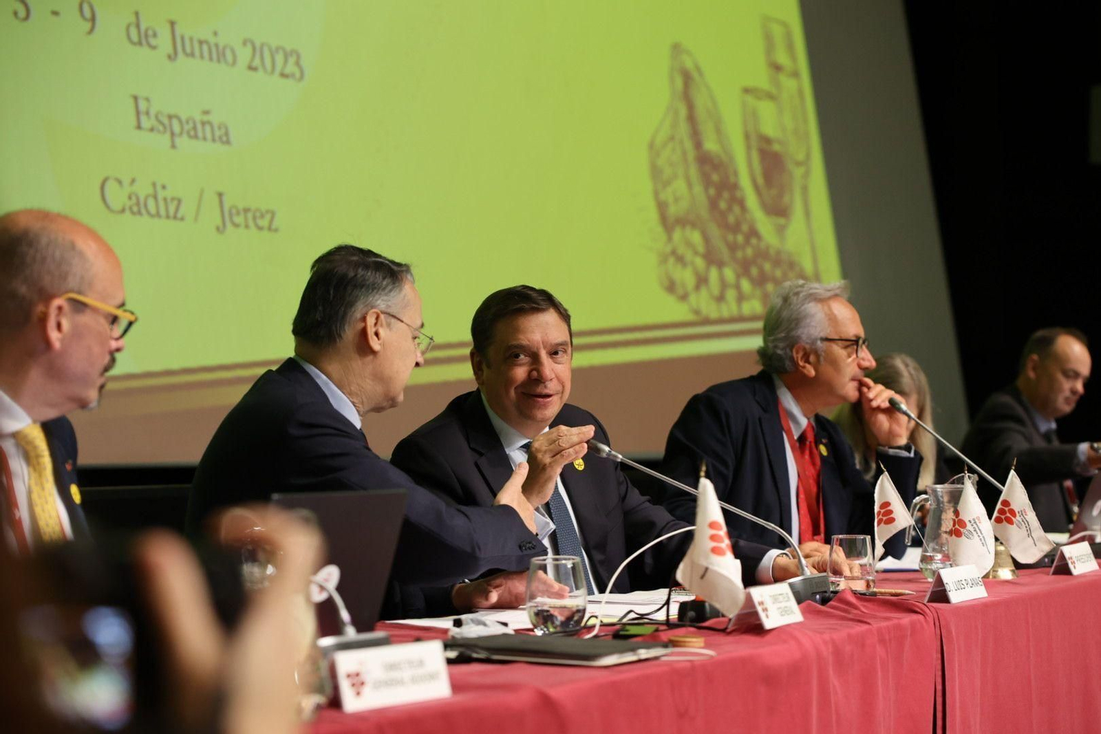 Luis Planas, durante la Asamblea de la OIV, en los Museos de la Atalaya, este viernes.