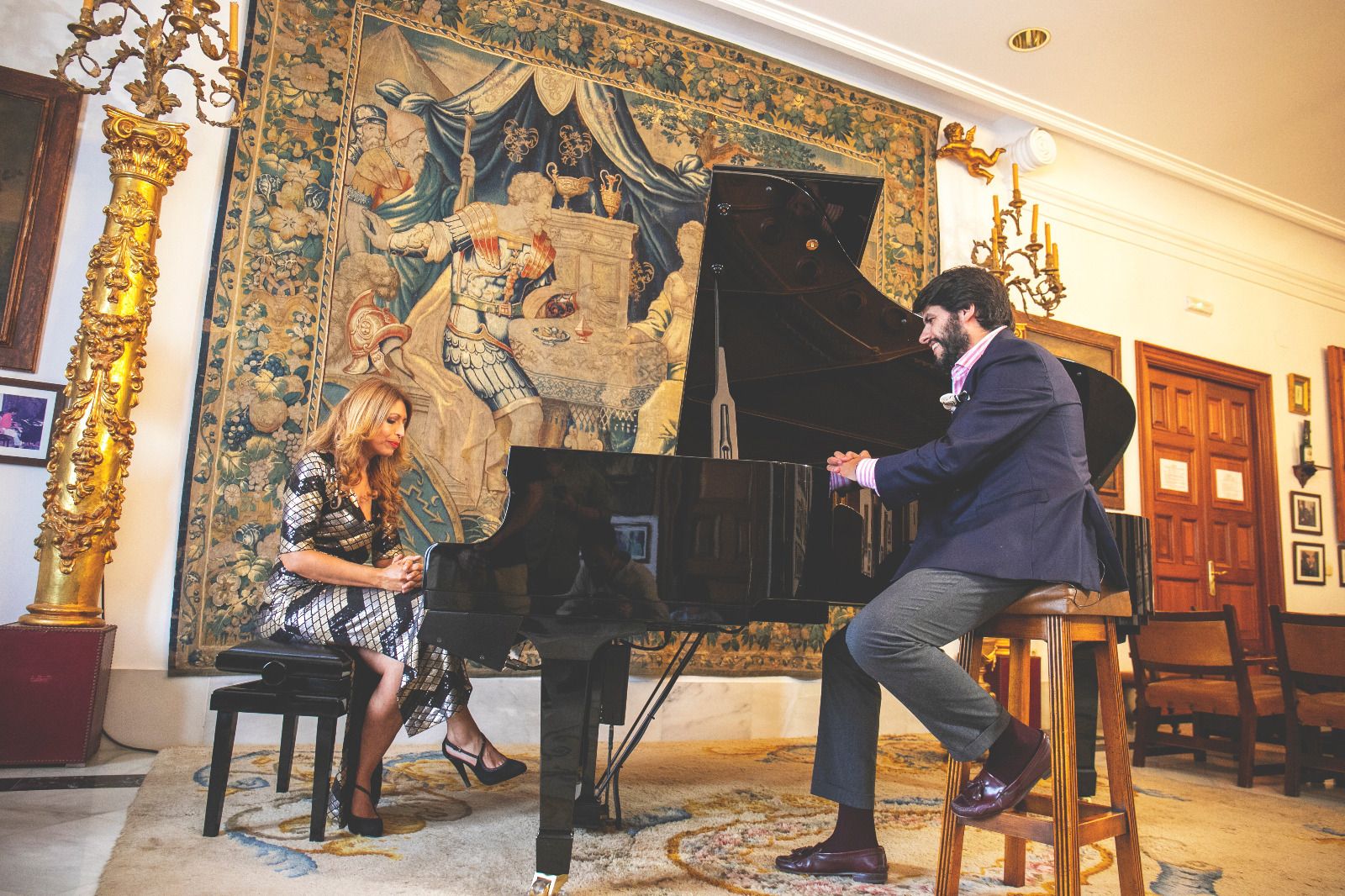 Juan Souto, con Rosario Montoya 'La Reina Gitana' en su primer íntimo 'Piano, vino y voz'.