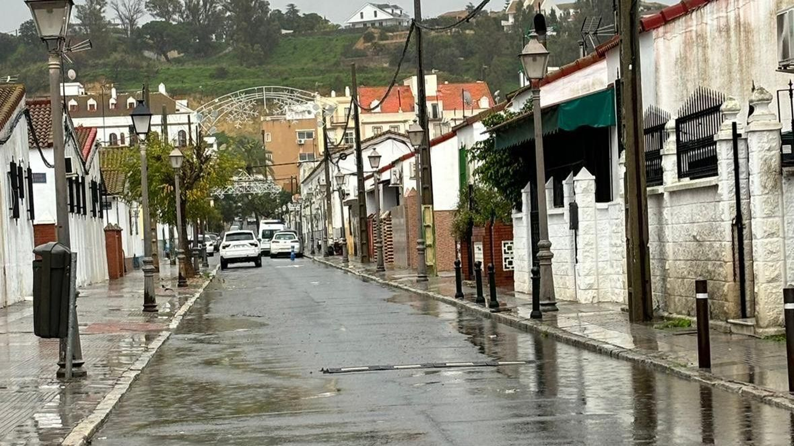 Calles de Huelva tras las lluvias.