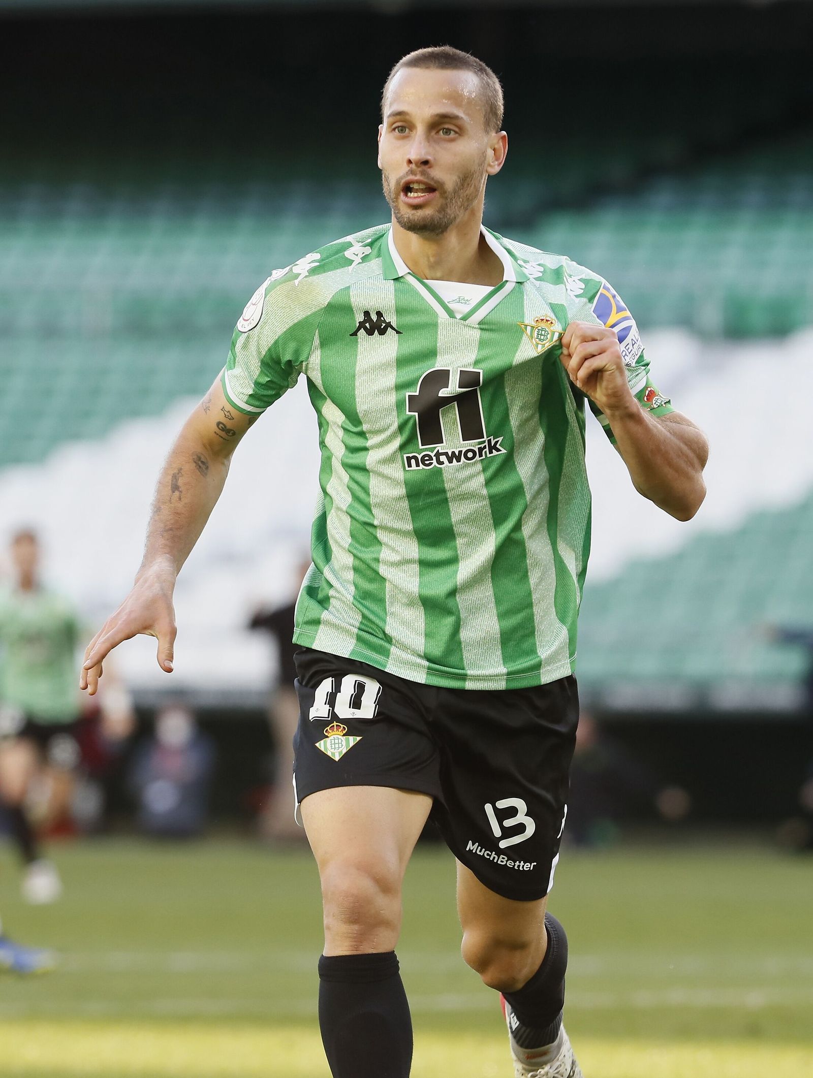 Canales celebra su gol en el triunfo del derbi copero.