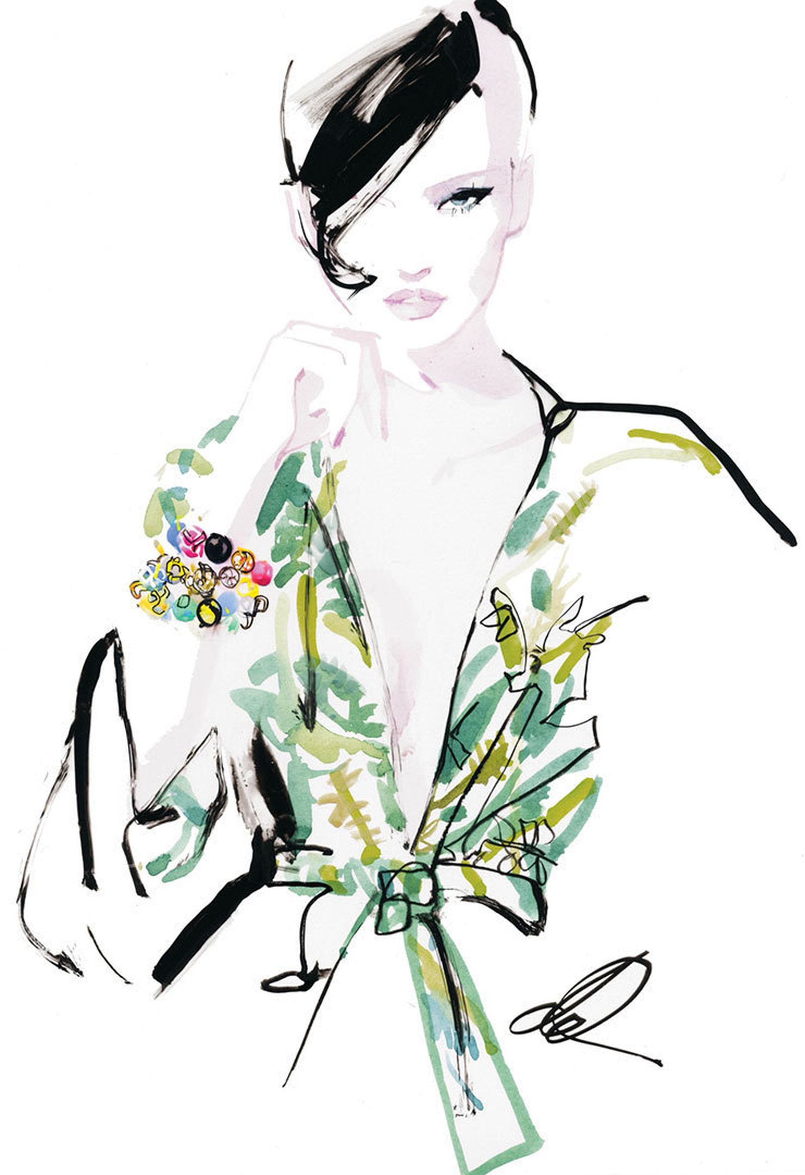 Linda Evangelista, en una ilustración de David Downton.