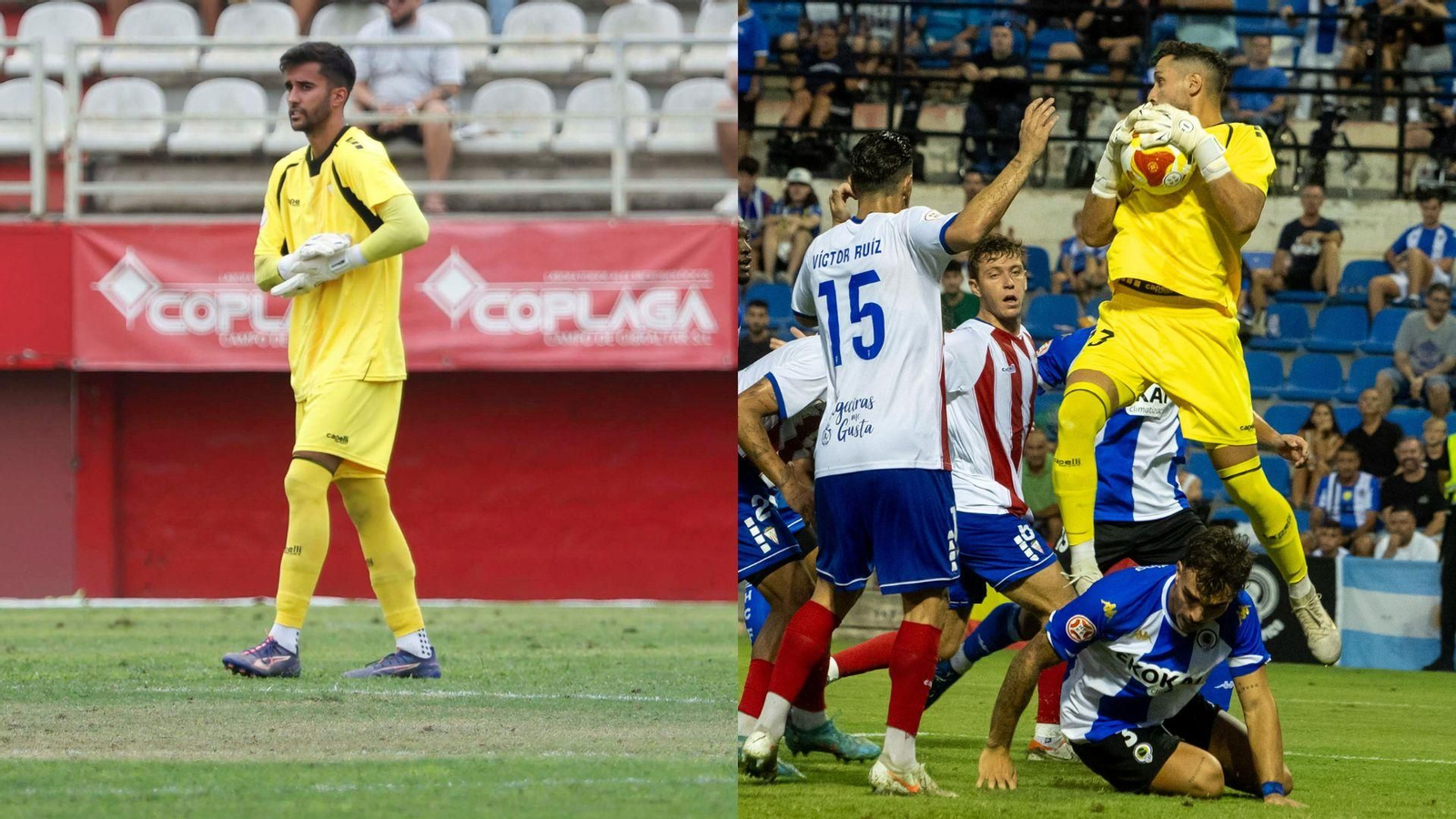 Iván Moreno y Samu Casado, en sendos partidos ligueros con el Algeciras.