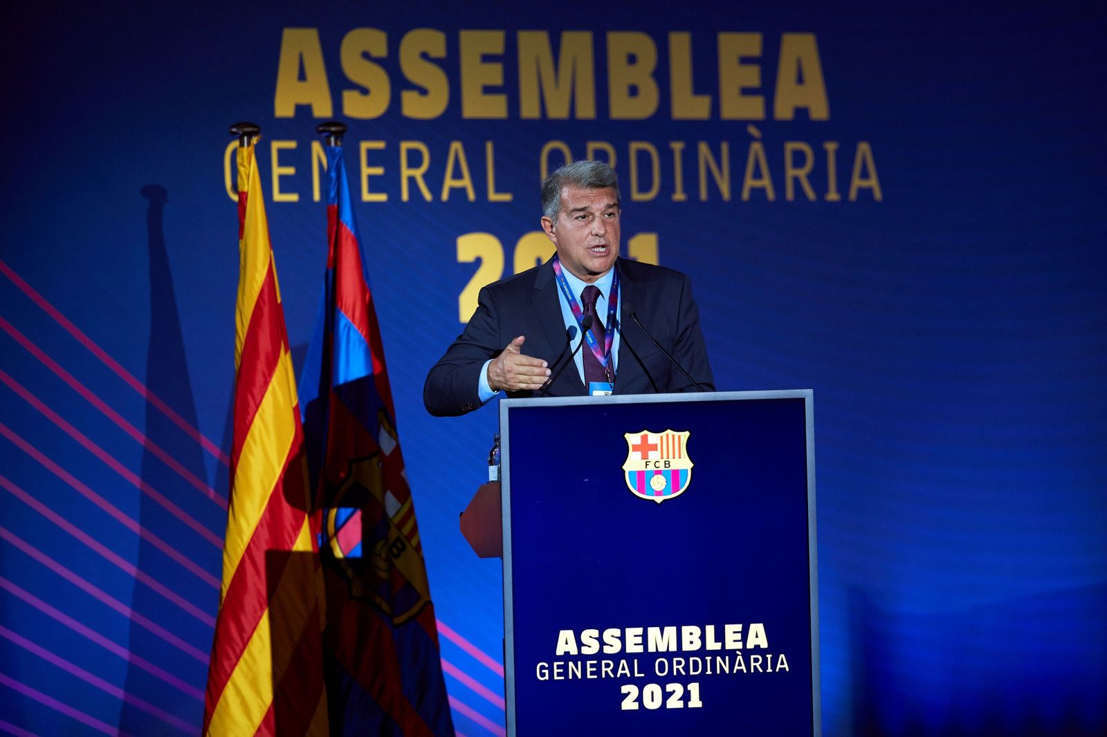 Laporta, durante la asamblea.
