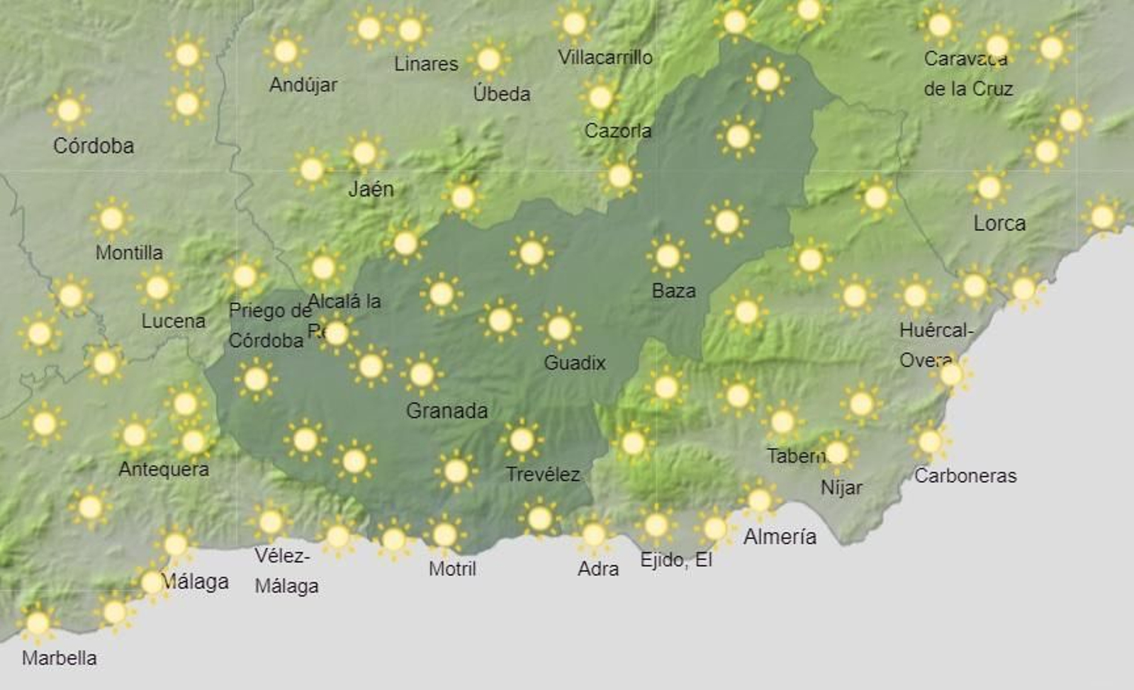 Mapa de previsión meteorológica para este lunes