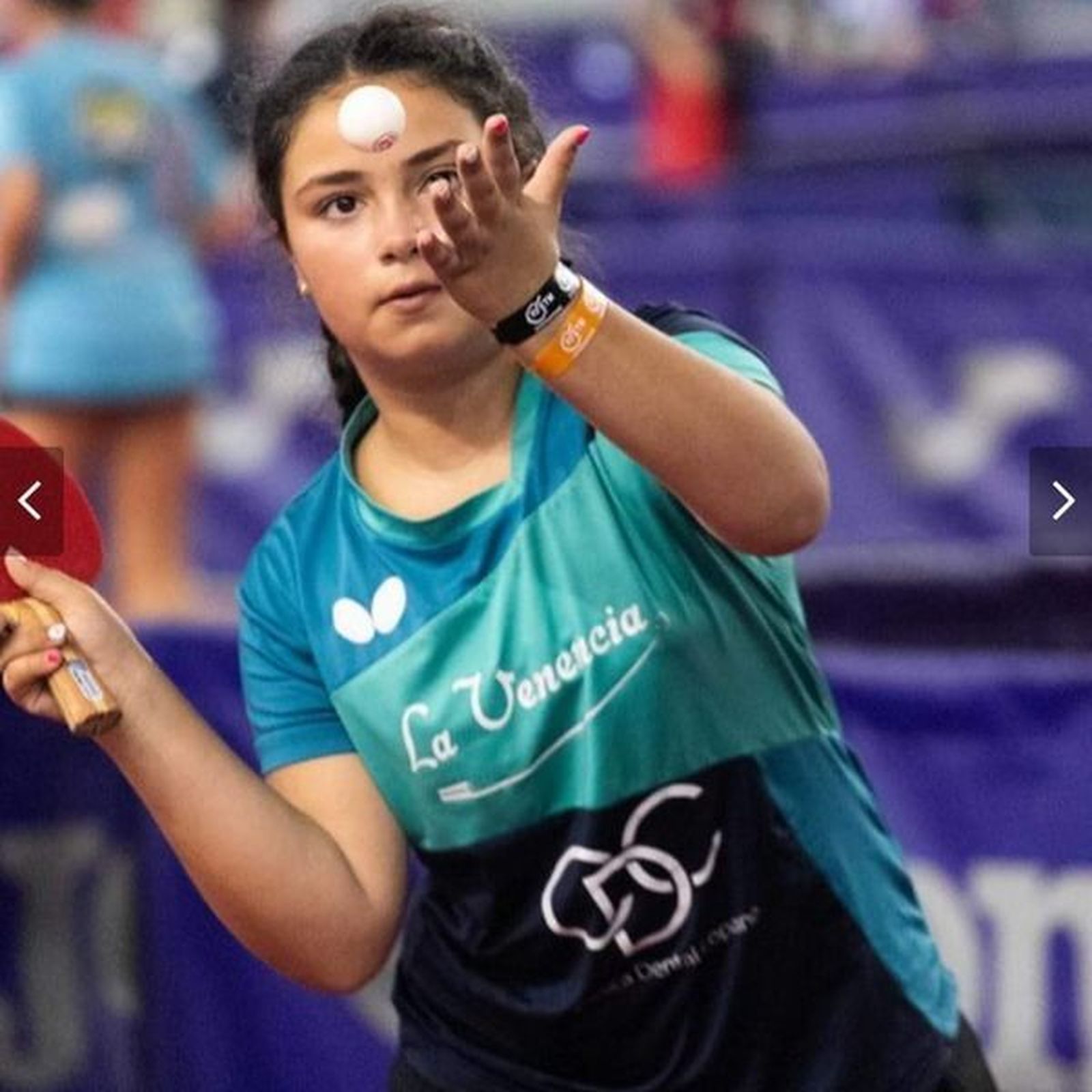 La portuense Alba Sánchez, durante la competición de tenis de mesa.