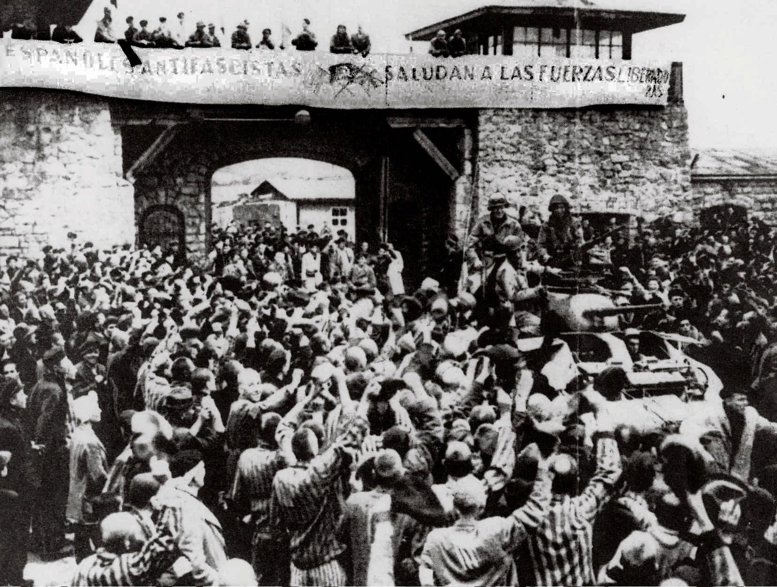 Llegada de las tropas estadounidenses a Mauthausen.