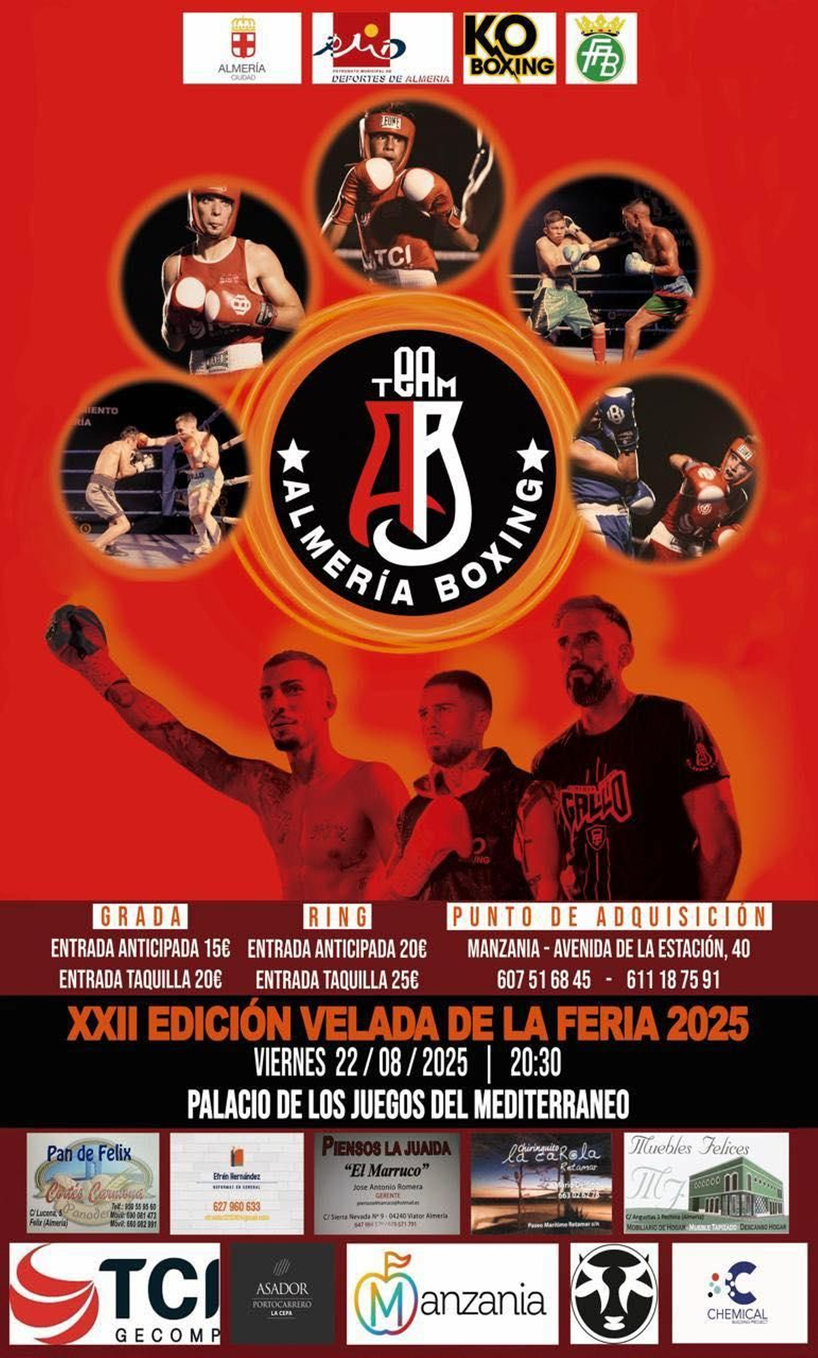 El boxeo se subirá al ring en la Feria con una velada el 22 de agosto en el Palacio de los Juegos Mediterráneos.