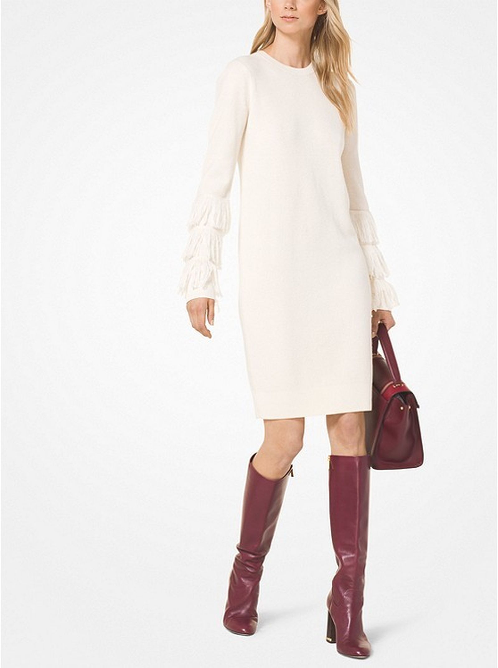 Vestido de punto de flecos, de Michael Kors.