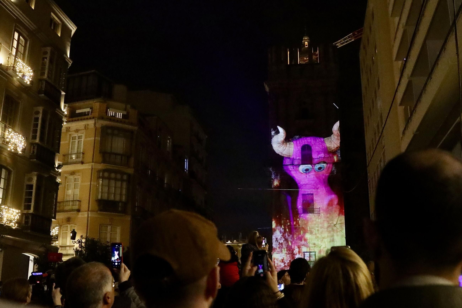 El 'video mapping' navideño de la Catedral de Málaga, en fotos