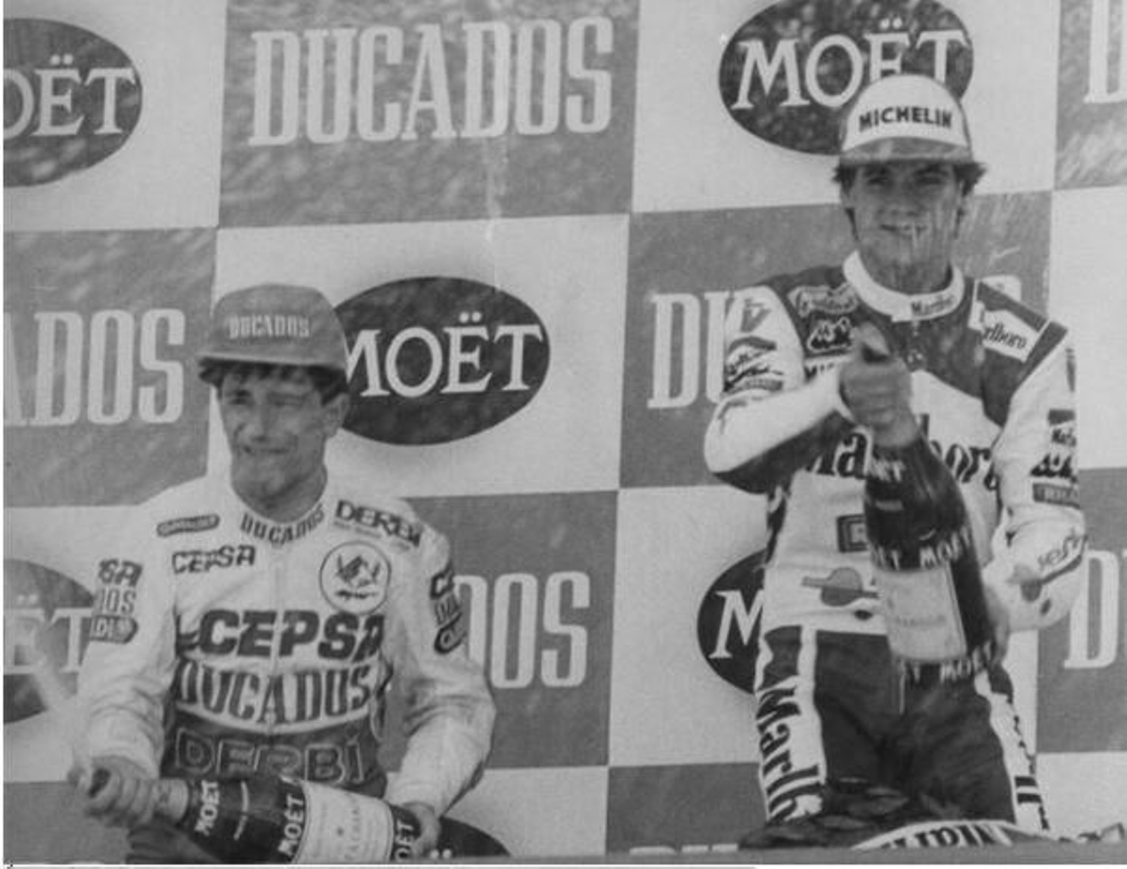 Álex Crivillé y Jorge Martínez Aspar, primero y segundo en 125cc en el GP de 1989.