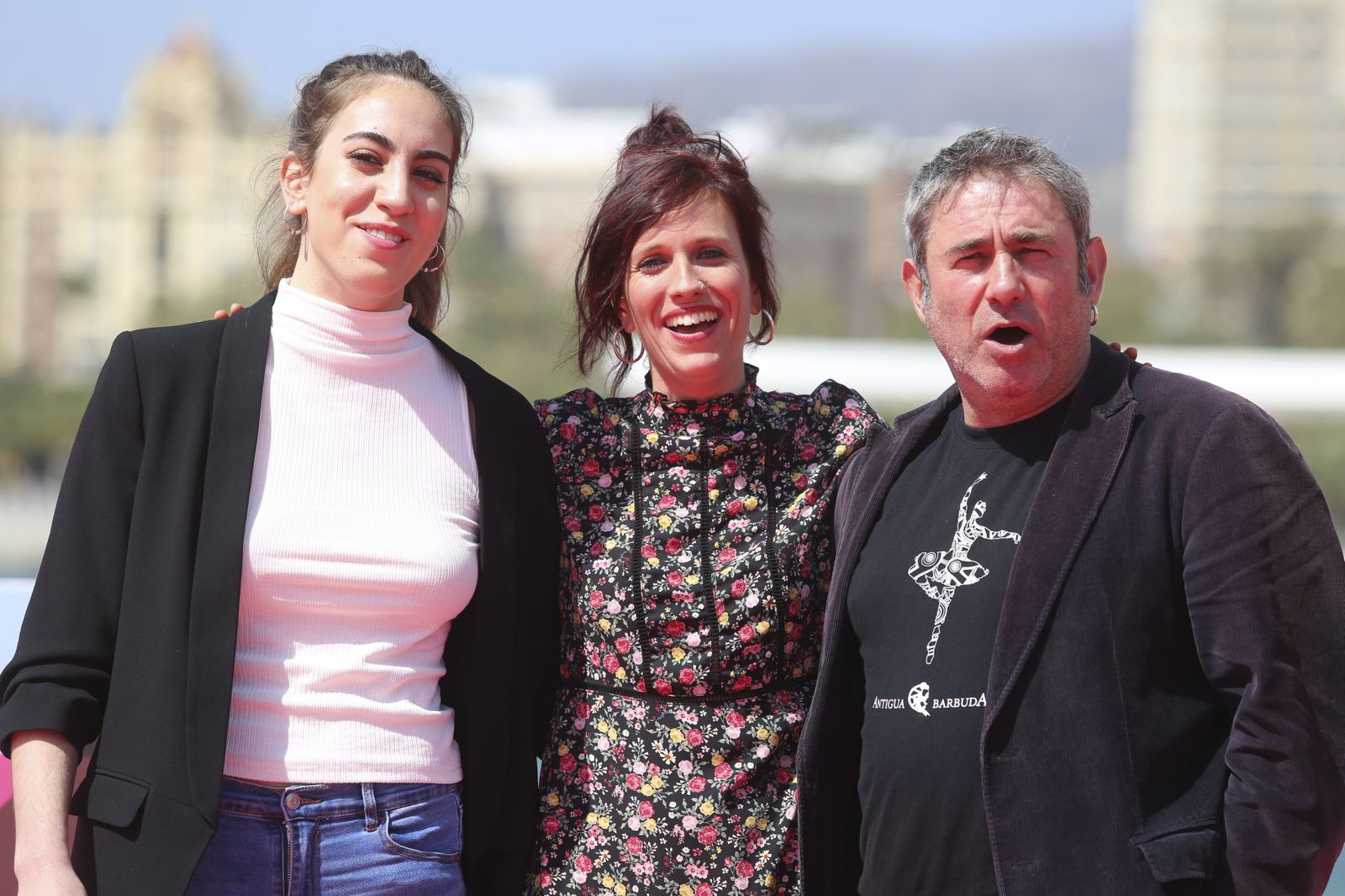 Elena Andrada, Neus Ballús y Sergi López, en Málaga.