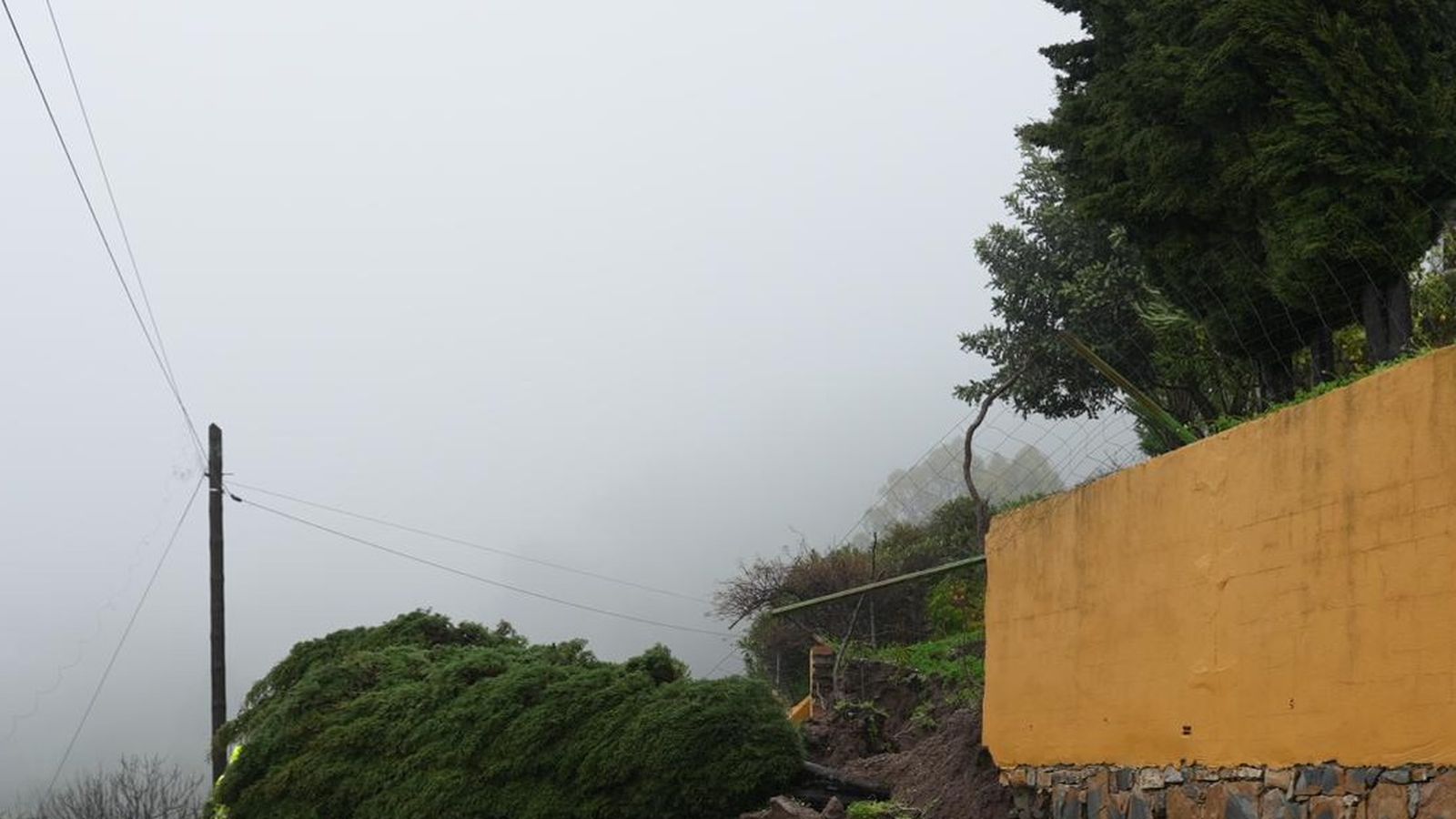 El desprendimiento de un muro en el Camino de La Arquita.