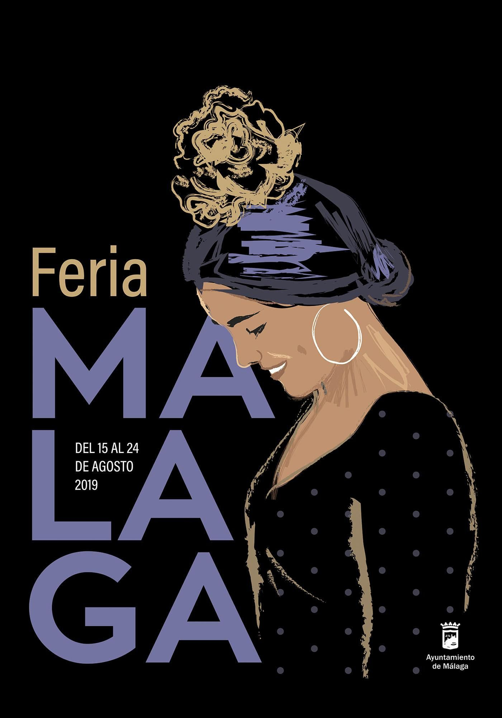 'Noche de Málaga', uno de los carteles finalistas de la Feria de Málaga 2019.