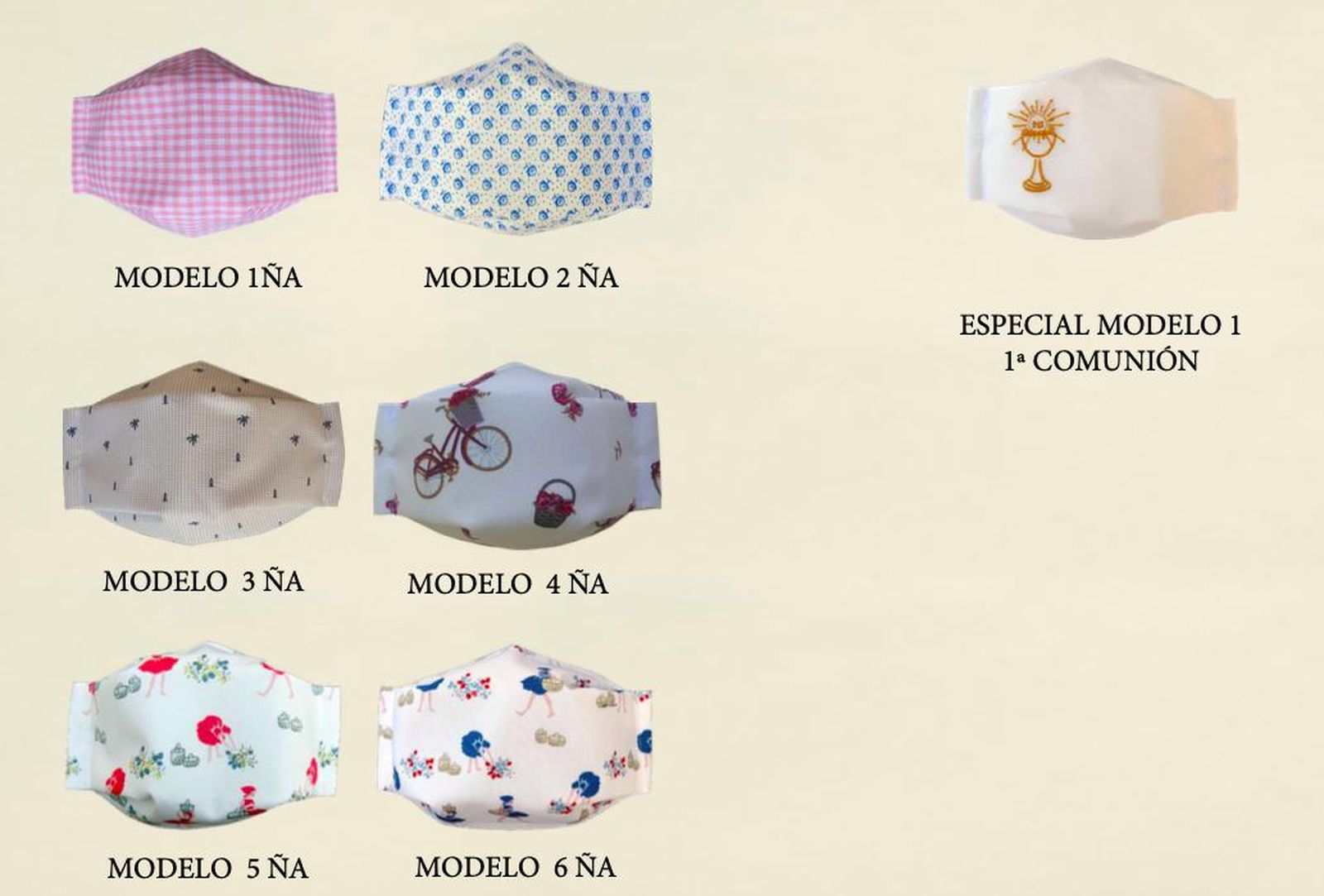 Las mascarillas de las Clarisas tienen incluso un modelo de Primera Comunión.