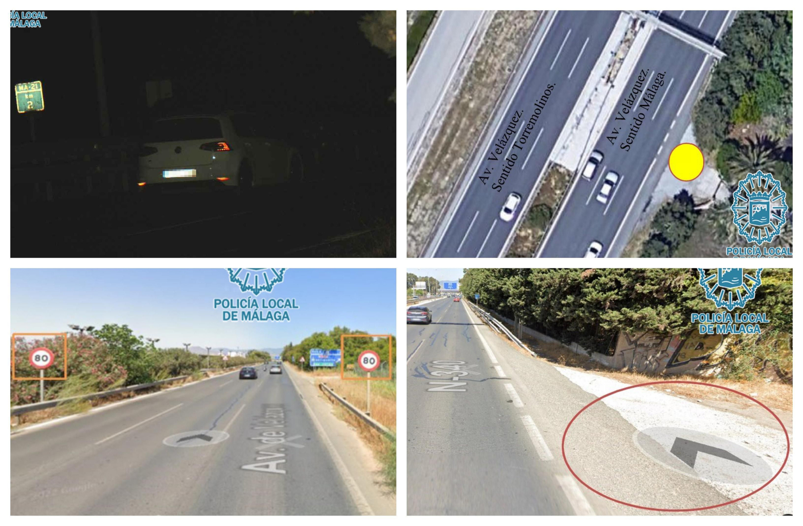 El vehículo cazado por el radar y el punto donde estaba instalado el control en la avenida Velázquez.