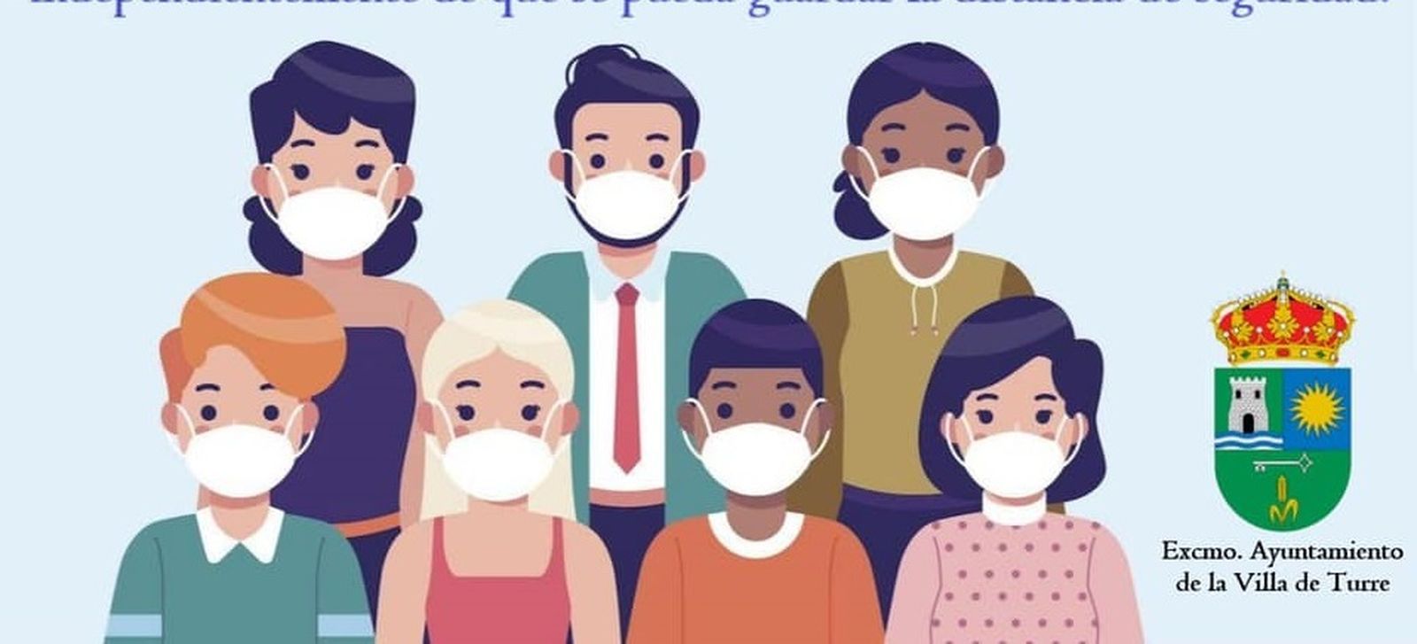 Cartel informativo del Ayuntamiento de Turre sobre el uso de mascarillas.