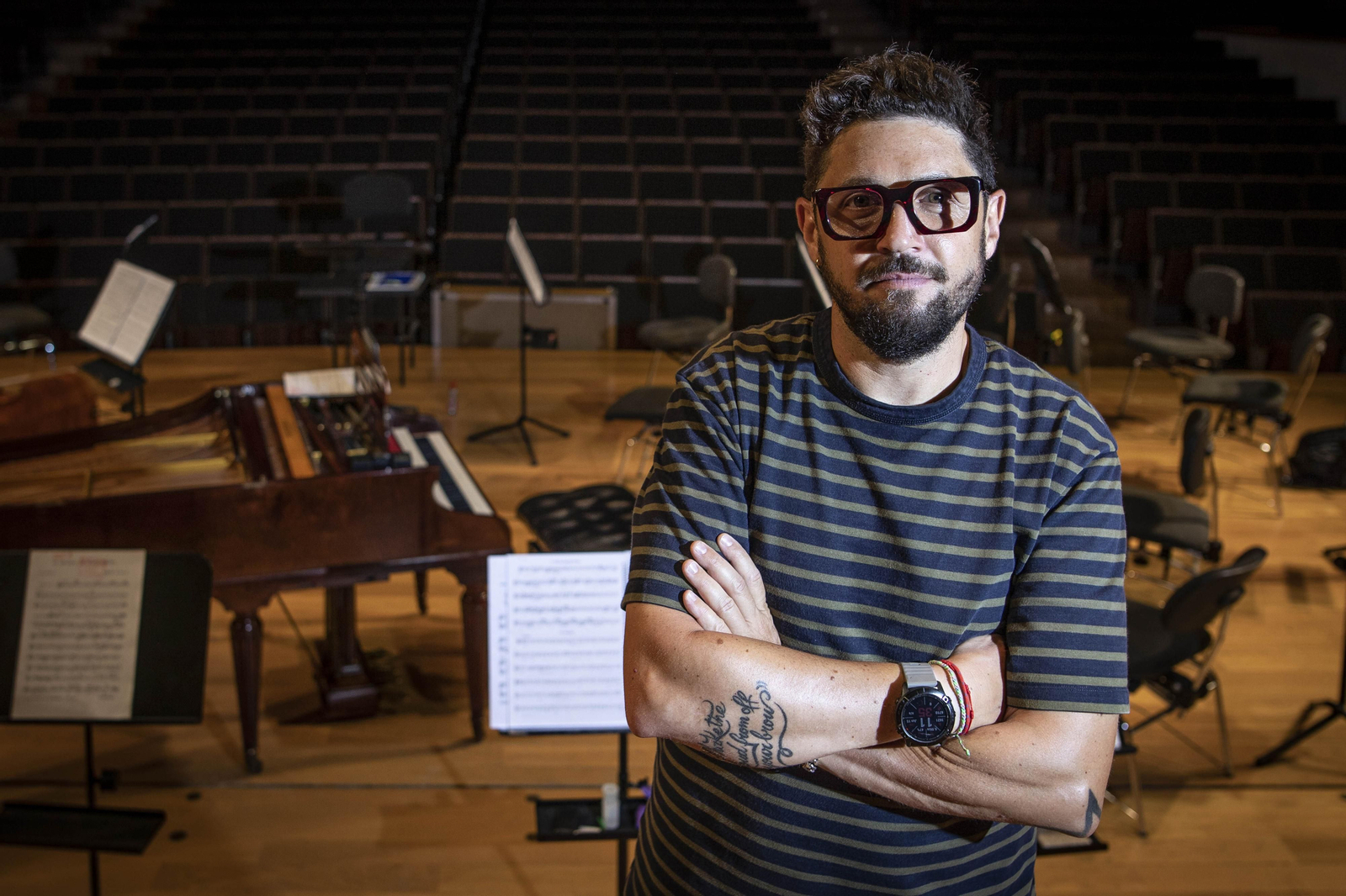 Aarón Zapico, durante un ensayo en el Auditorio Manuel de Falla.