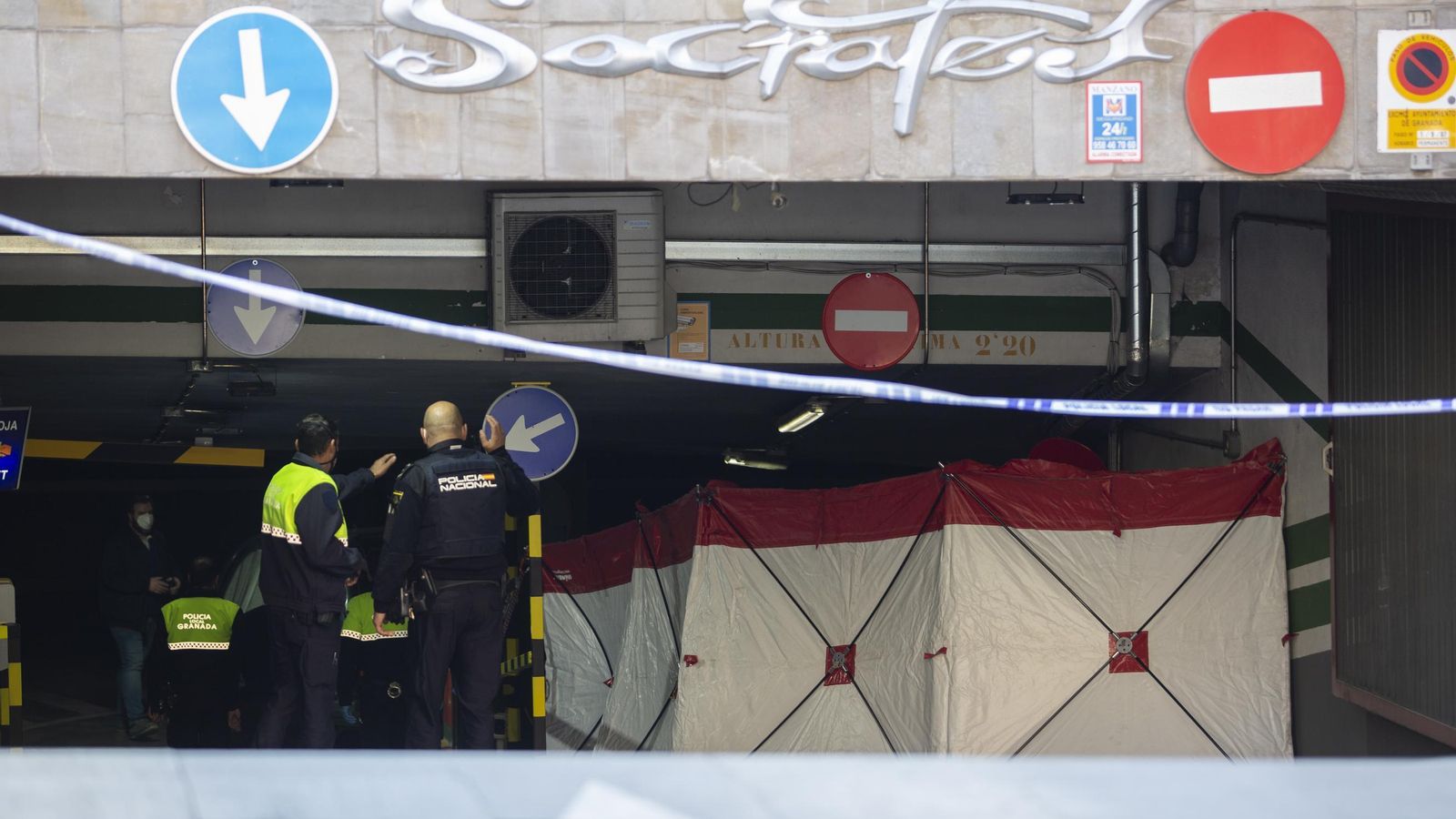 Rampa de salida y acceso al parking en la que se produjo el accidente