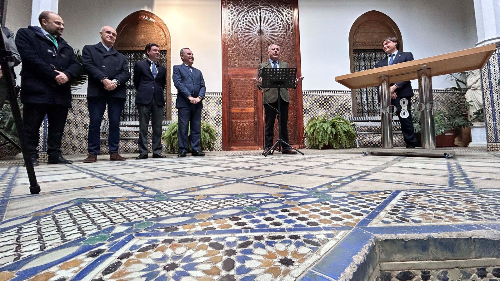José Luis Sanz durante su intervención en la cesión del Pabellón de Marruecos.