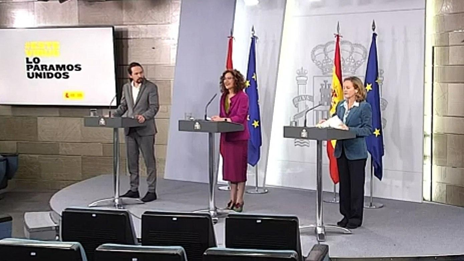 Los ministros de Economía, Hacienda y Asuntos Sociales.