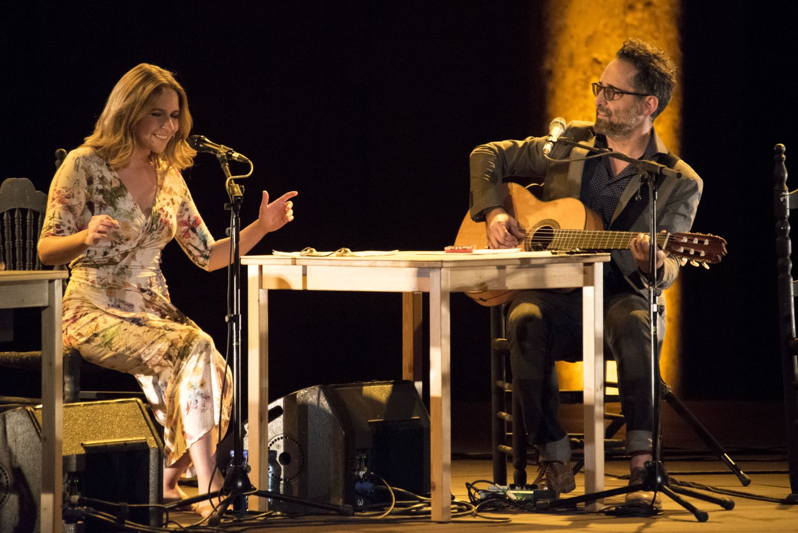 La cantaora y el músico, ayer en el Palacio de Carlos V.