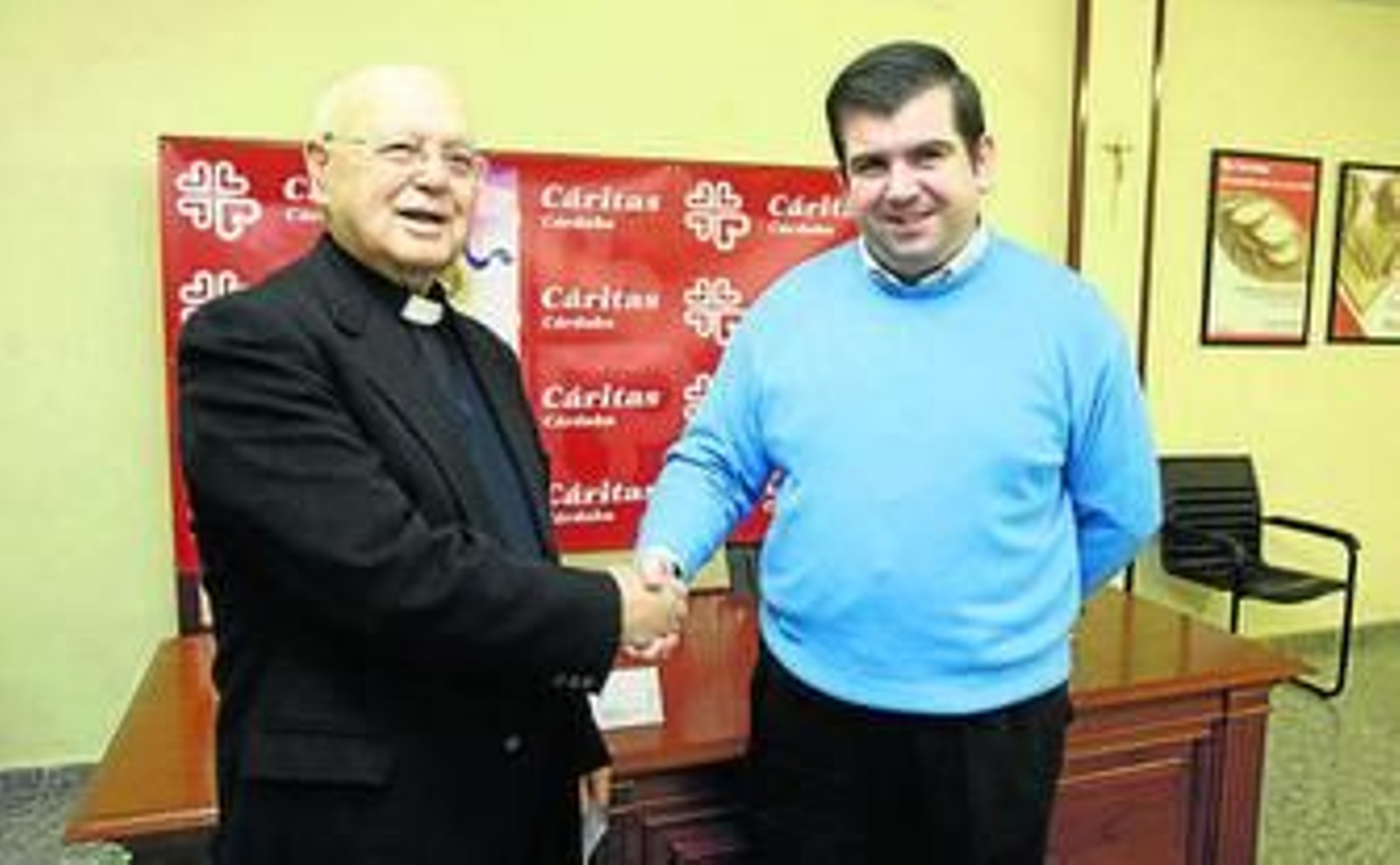 Los responsables de Cáritas y la Fundación Obra Pía.