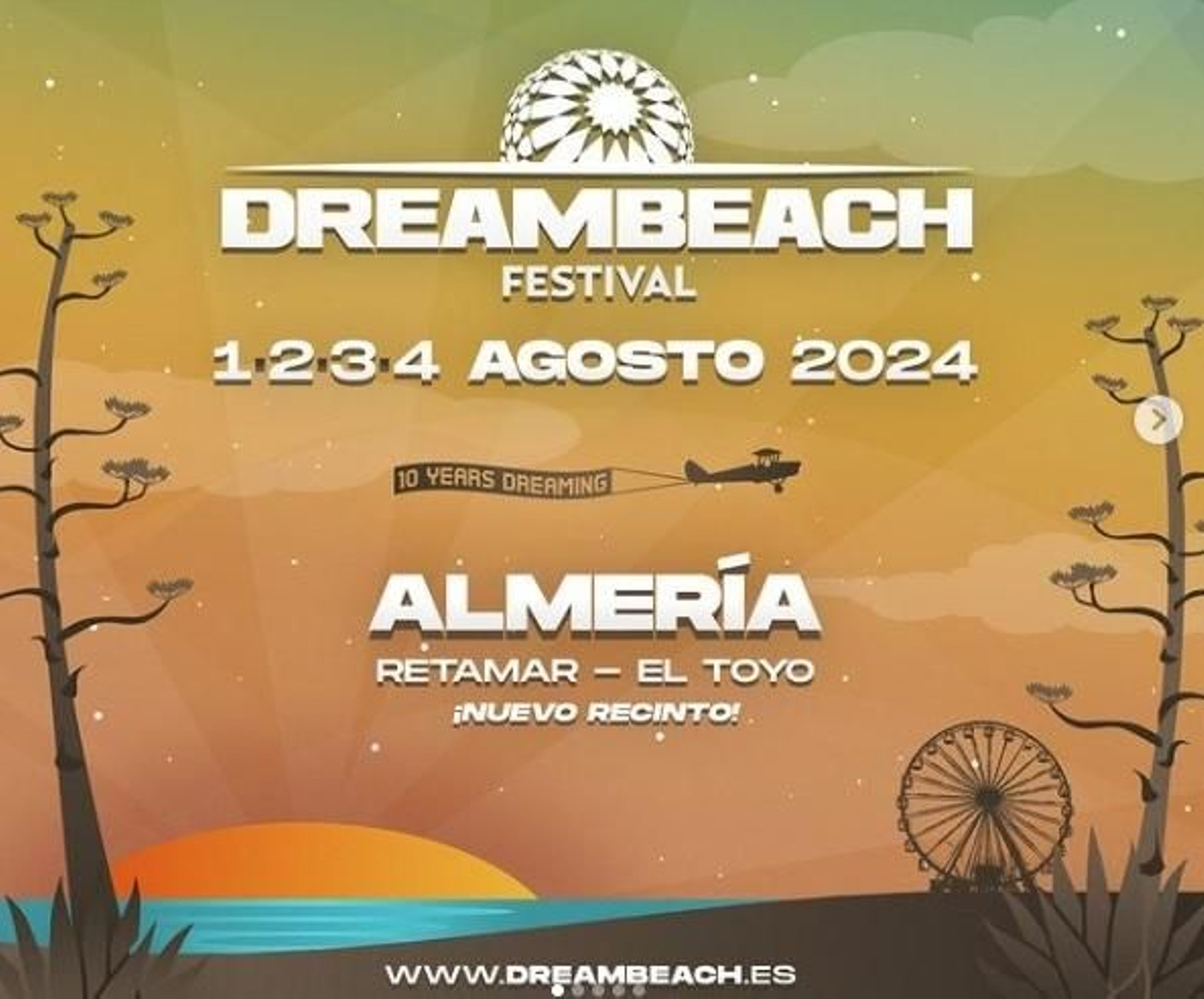 Cartel anunciador del 10º aniversario del Dreambeach, ya en Retamar-El Toyo