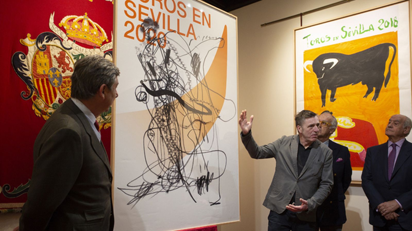 Presentación del cartel de la temporada taurina 2020, obra del artista alemán Albert Oehlen.