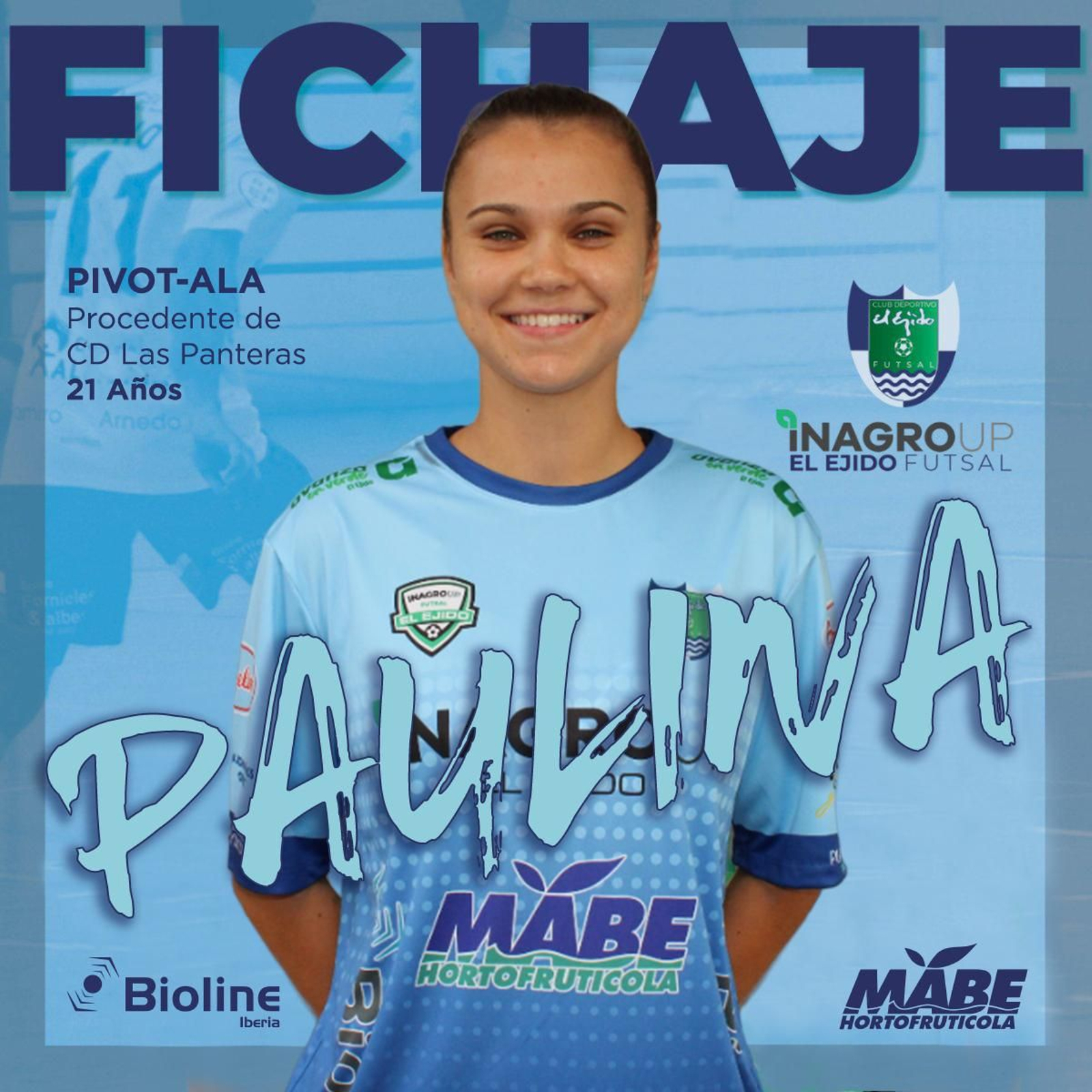 Cartel con el que el femenino El Ejido Futsal anunciaba la incorporación de Paulina.
