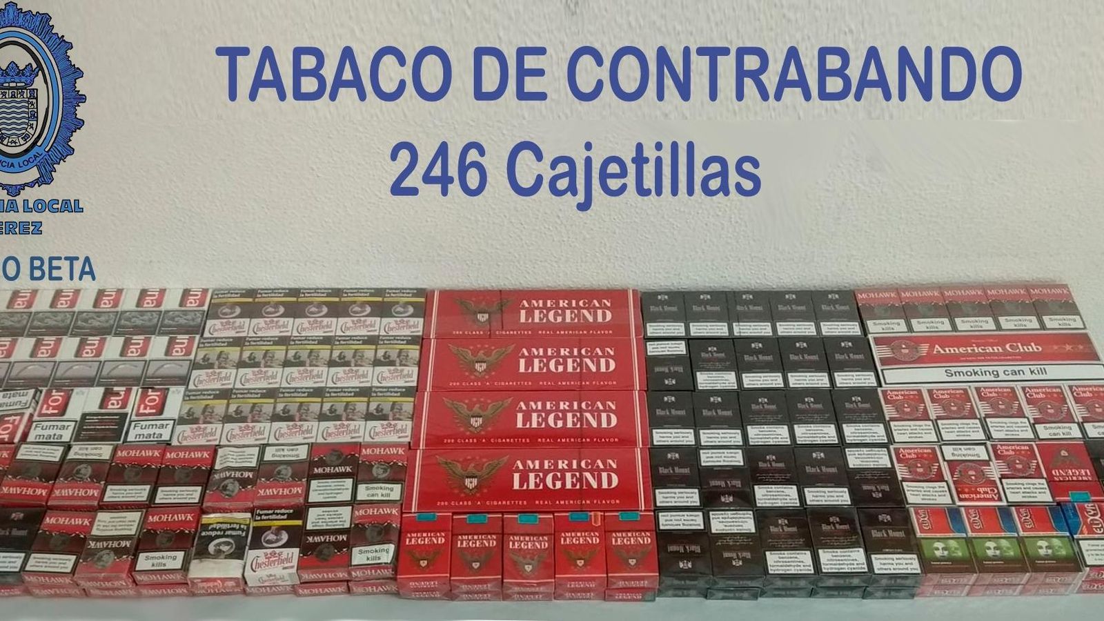 Tabaco de contrabando intervenido por la Policía Local.