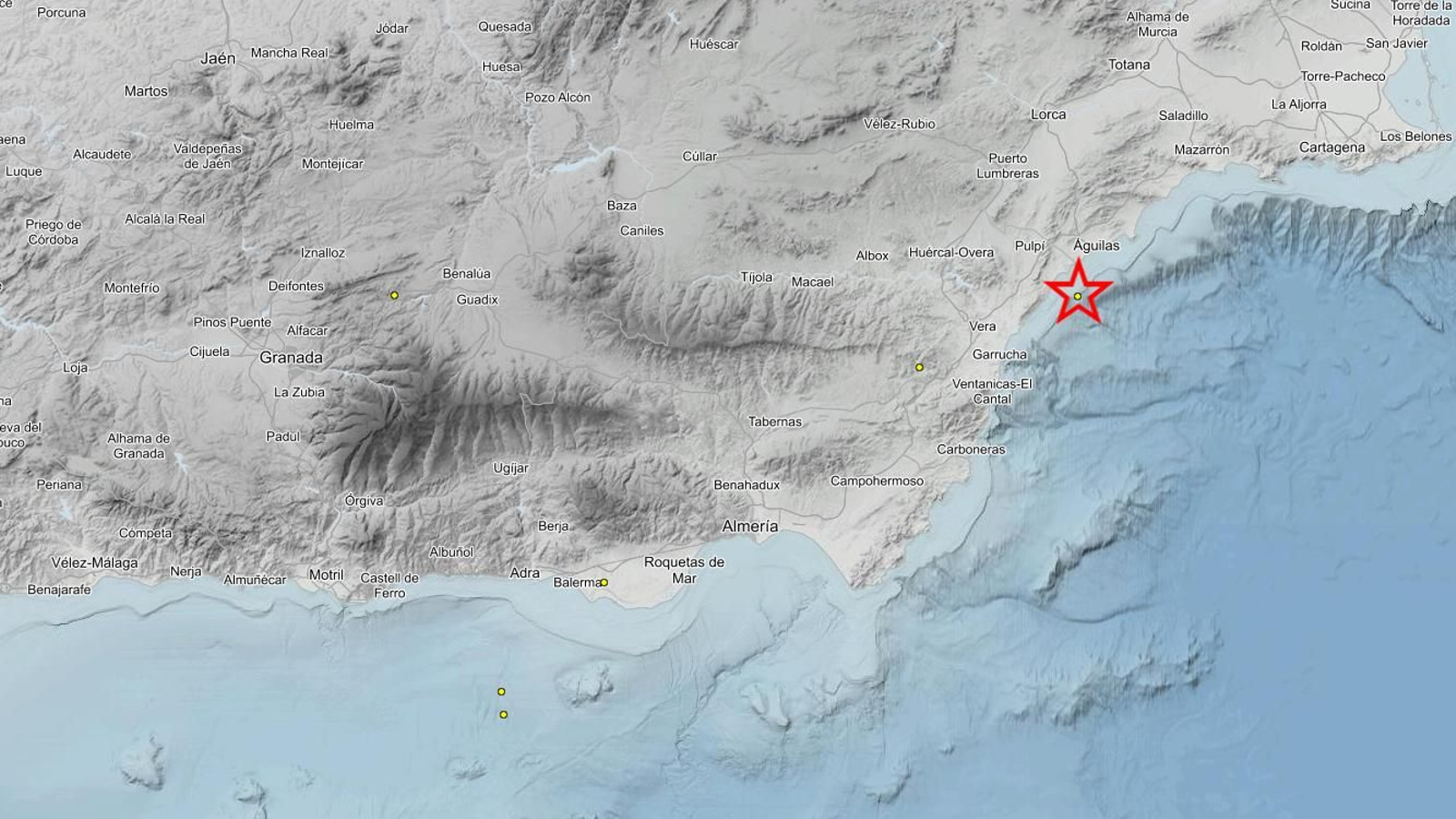 Terremoto registrado este lunes cerca de San Juan de los Terreros (Pulpí).