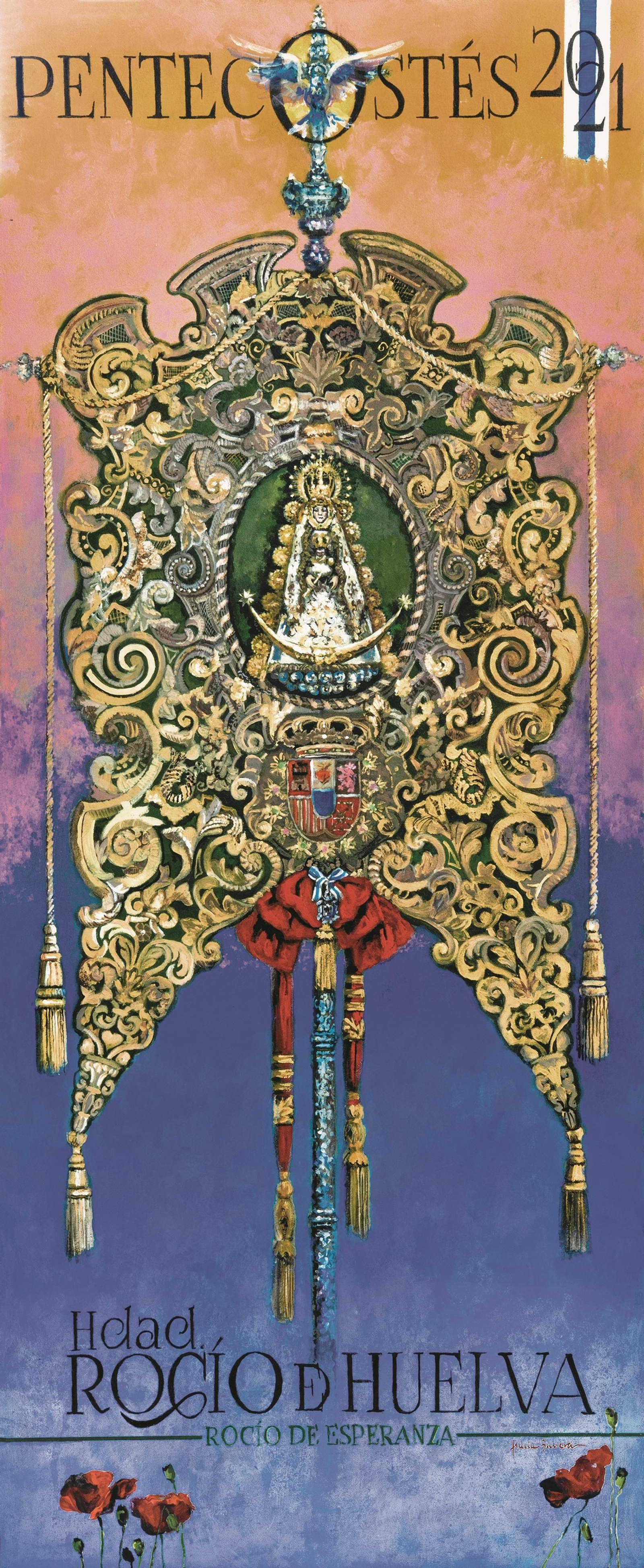 Cartel anunciador de la Hermandad del Rocío de Huelva. Cartel anunciador de la Hermandad del Rocío de Huelva.