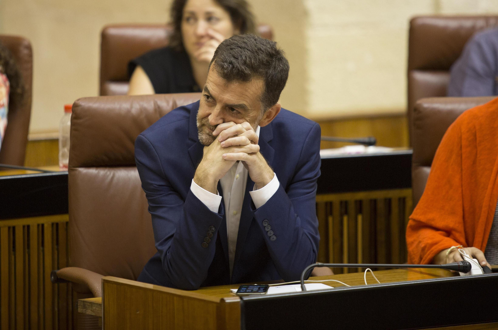 Antonio Maíllo (IU), durante una de sus intervenciones en el Parlamento andaluz.