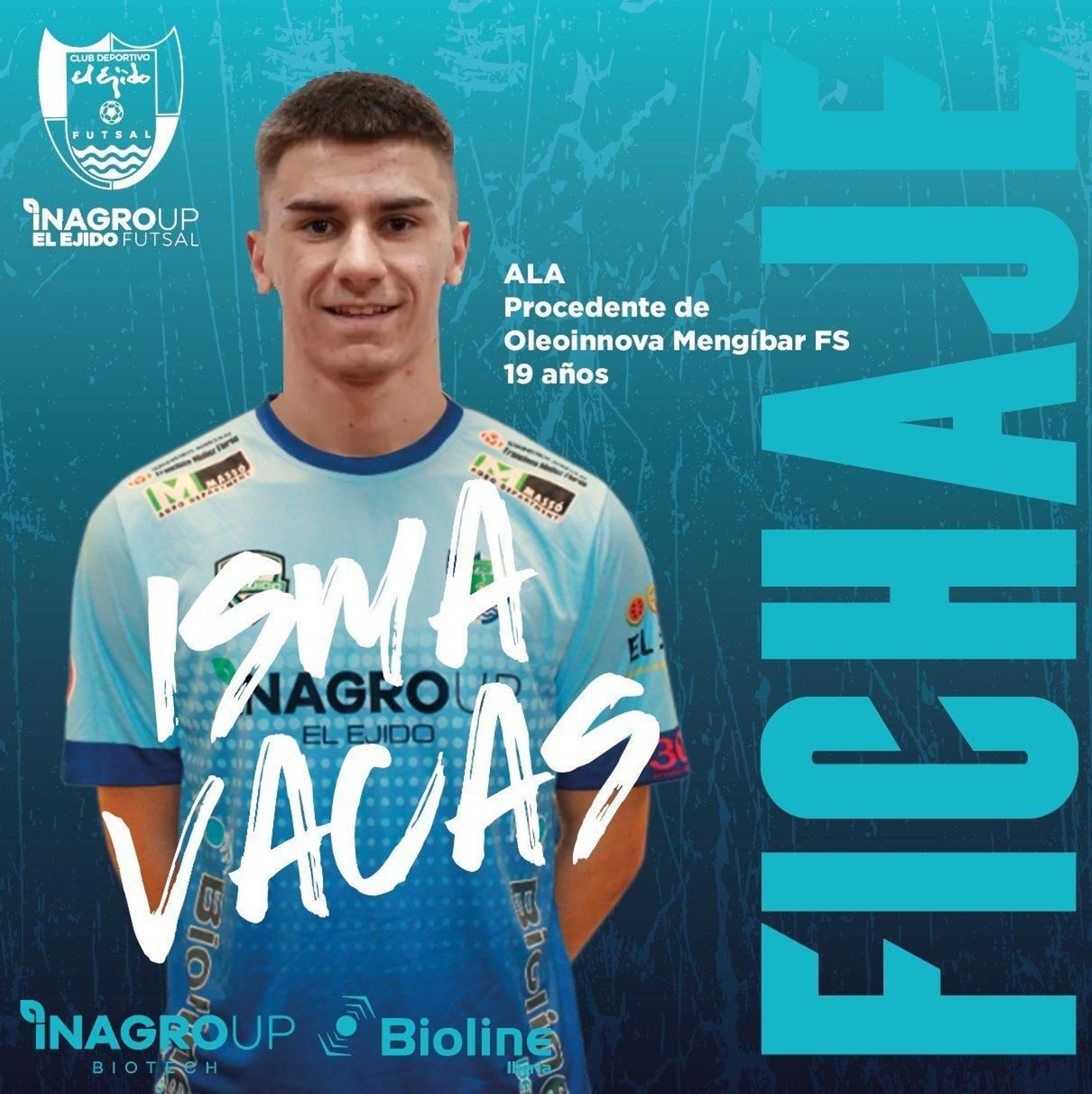 Cartel con el que El Ejido Futsal anunciaba la incorporación del ala jienense.