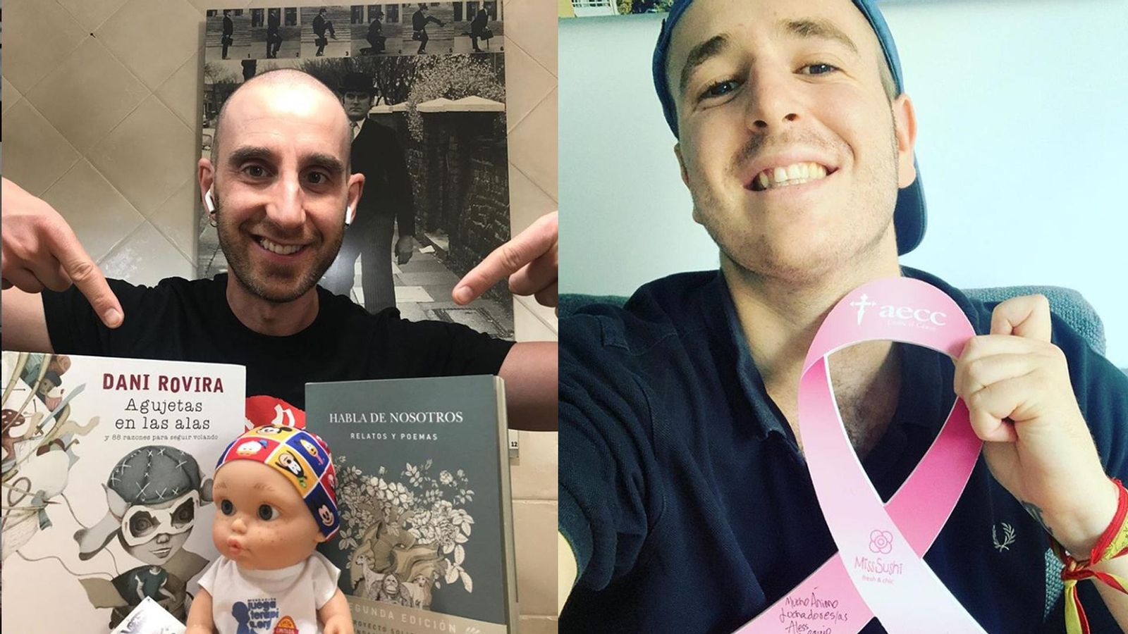 Dani Rovira presenta sus libros y su muñeco pelón de la Asociación Española Contra el Cáncer.