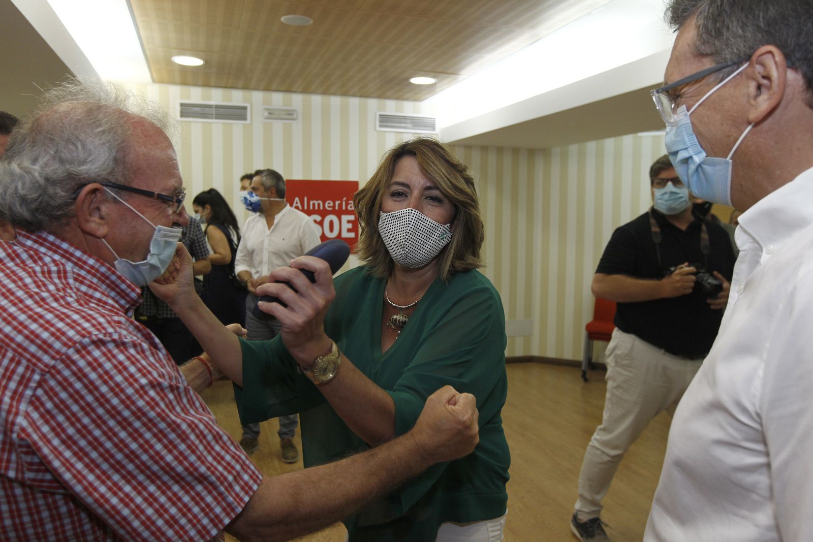 Reunión de Susana Díaz con los alcaldes socialistas del Poniente almeriense, por los rebrotes de la COVID-19
