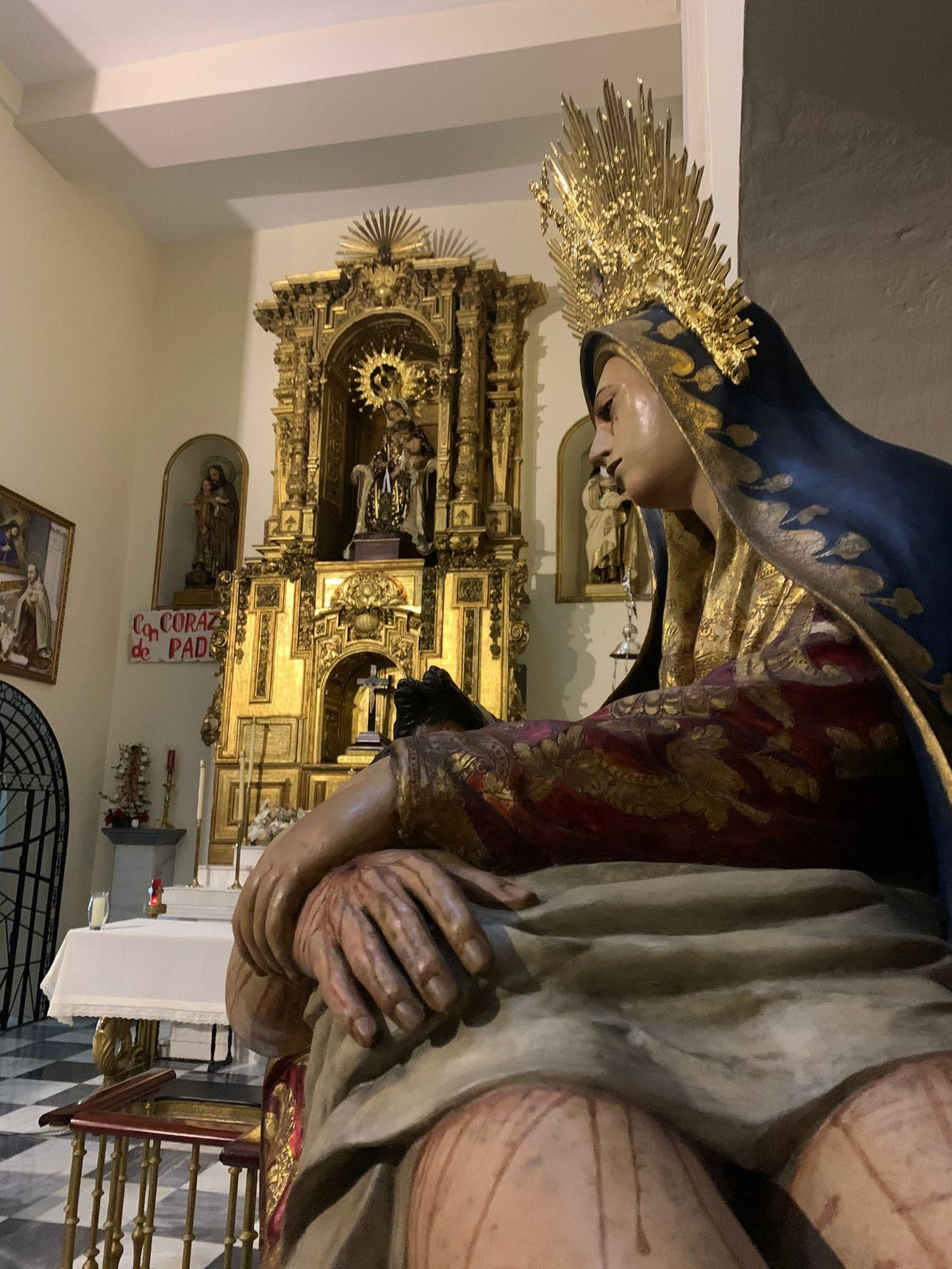 El grupo escultórico de las Angustias del Caminito, en la iglesia de las carmelitas descalzas de Argüelles.