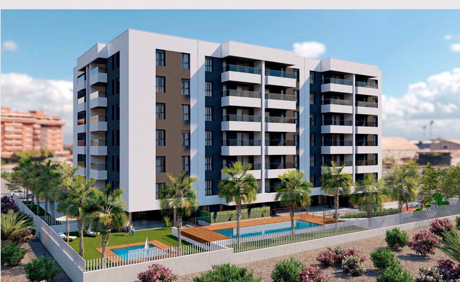 Promoción a edificar en la Vega, con  fachada a las calles Árbol del Caucho y Periodista Manuel Falces Aznar.