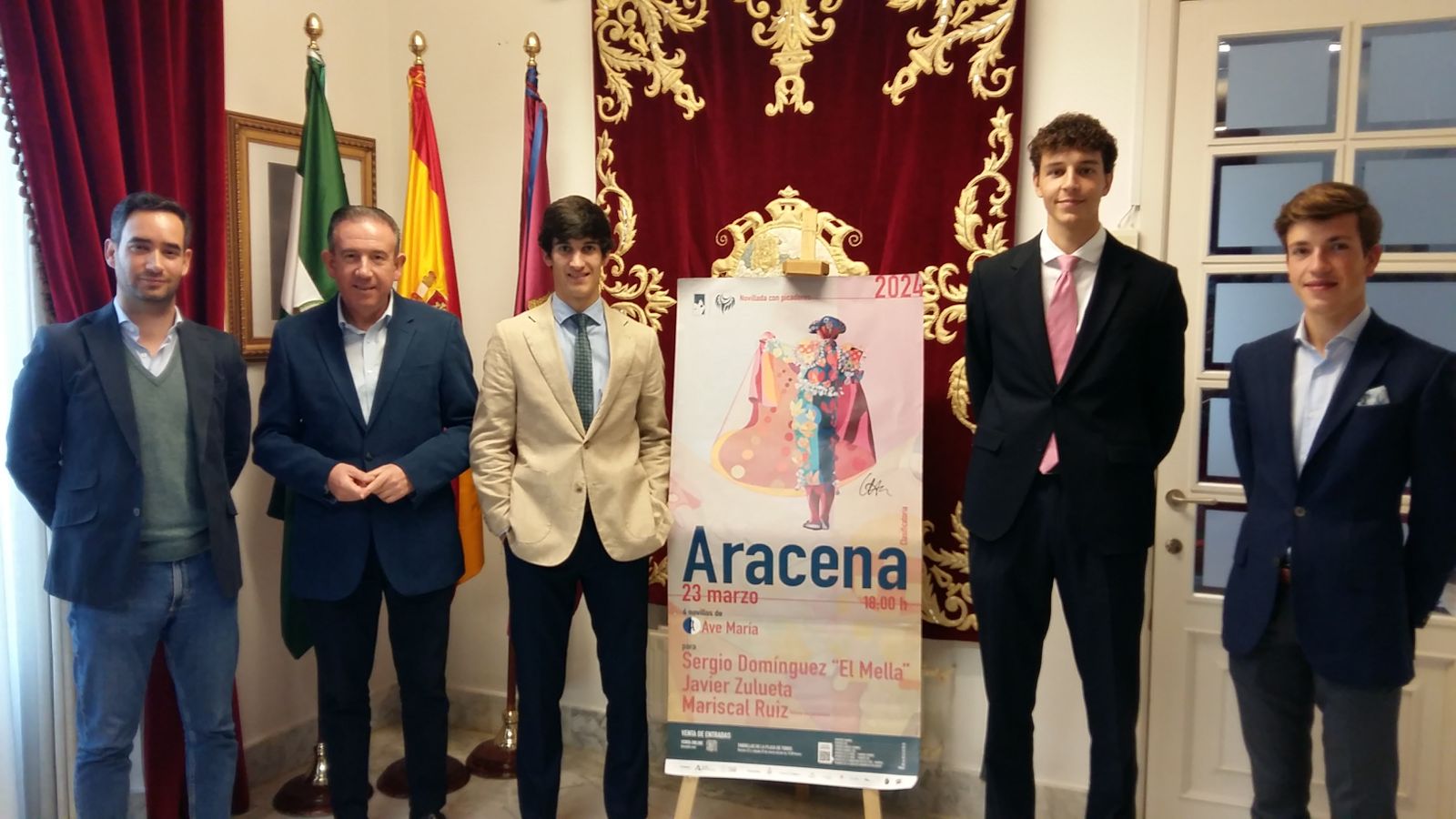 Los novilleros del cartel en la presentación este miércoles en Aracena