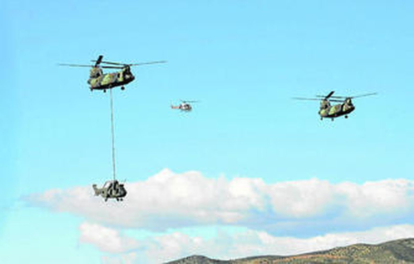 Escena del rescate del helicóptero medicalizado accidentado.