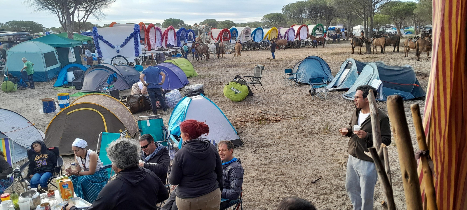Imágenes de la Hermandad del Rocío de Jerez el viernes camino de la Aldea