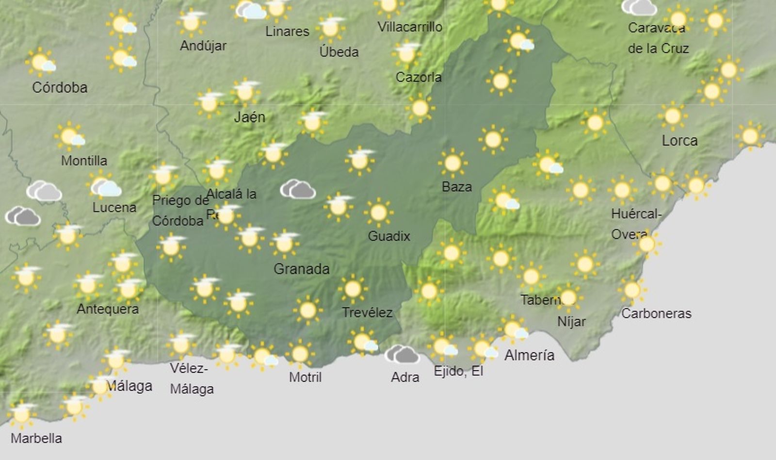 Previsión meteorológica para el jueves 10 de marzo en Granada
