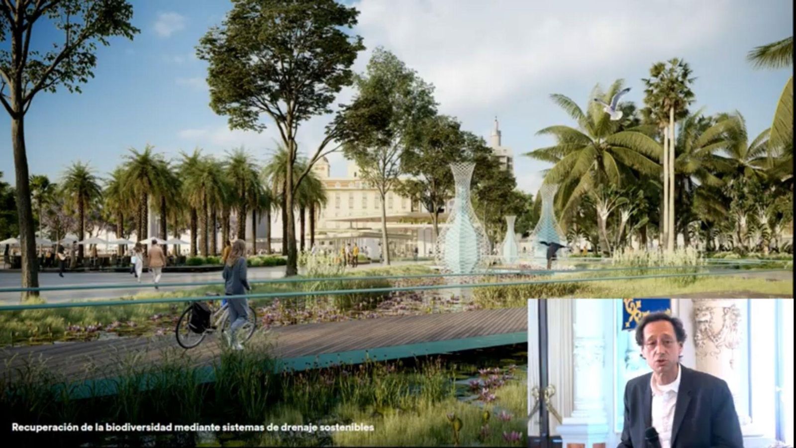 Fermín Vázquez, en una esquina, junto a cómo quedará la unión entre el Parque y el Puerto. Fermín Vázquez, en una esquina, junto a cómo quedará la unión entre el Parque y el Puerto.