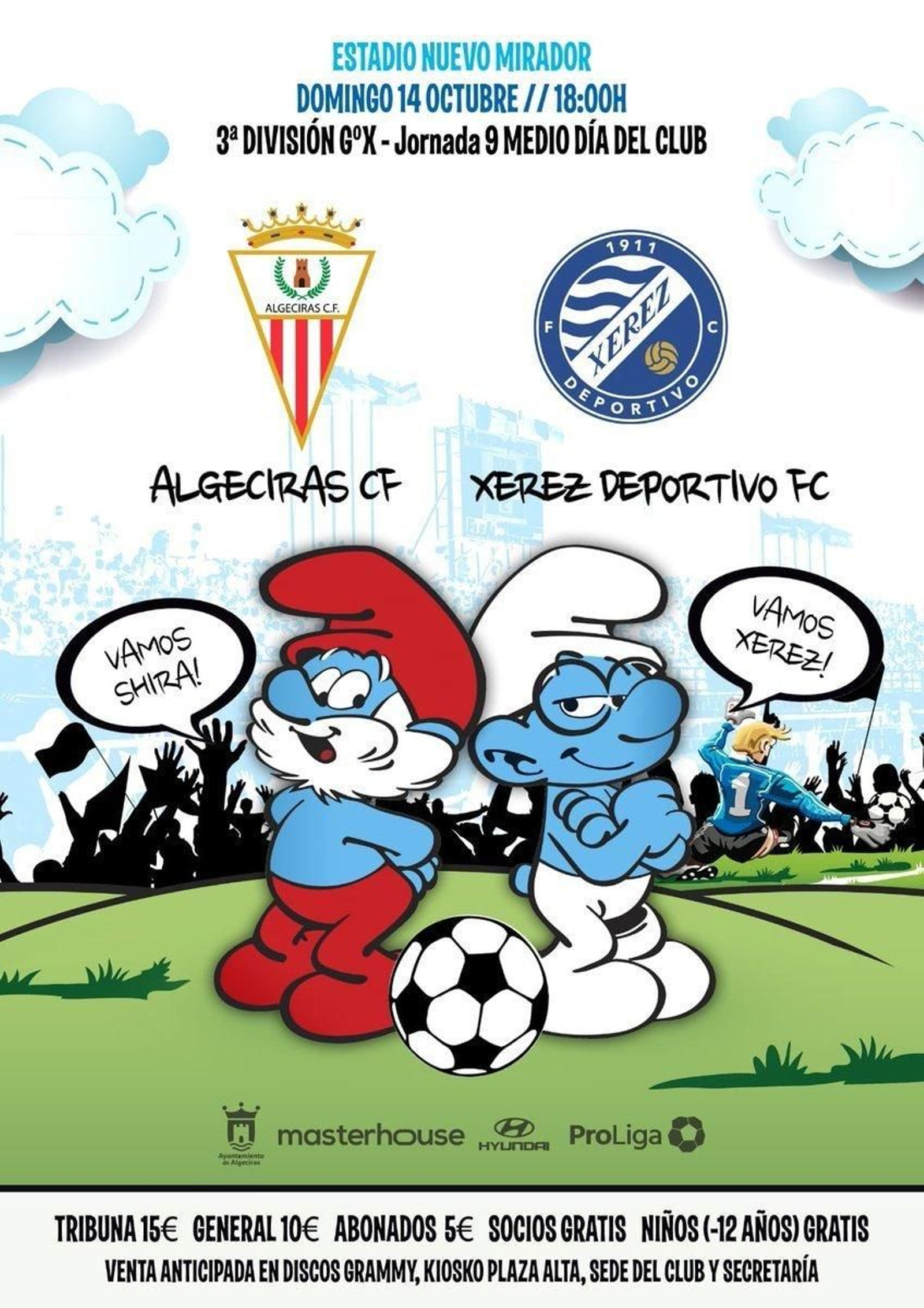 Cartel 'pitufante' del partido del próximo domingo en Algeciras.