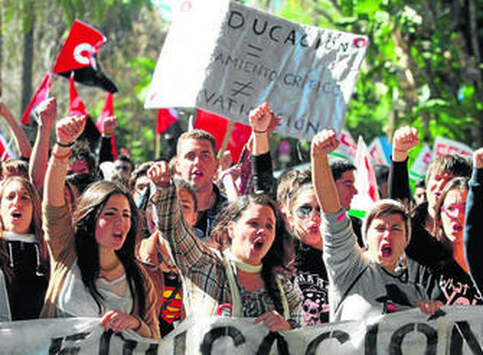 Estudiantes en una de las protestas realizadas el curso pasado.