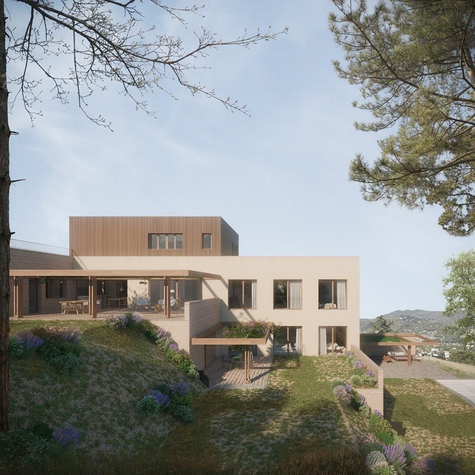 Vivienda ubicada en la costa del Maresme  que prioriza el bienestar mediante estrategias bioclimáticas esenciales y la utilización de materiales naturales