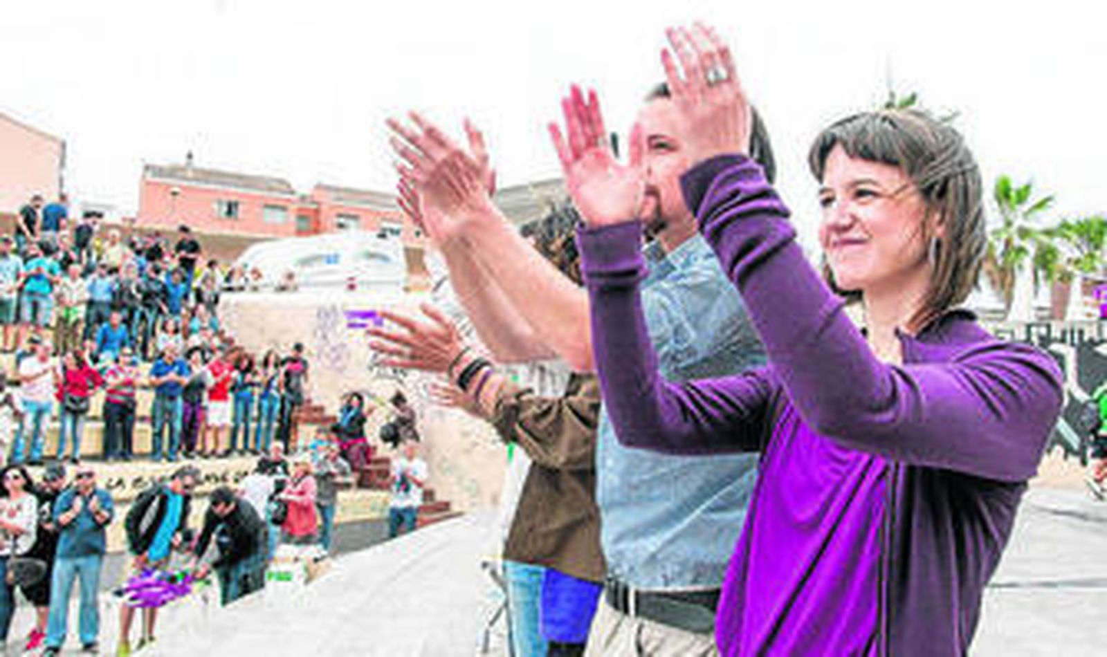 Pablo Iglesias y Lucía Ayala en un acto celebrado en la capital.