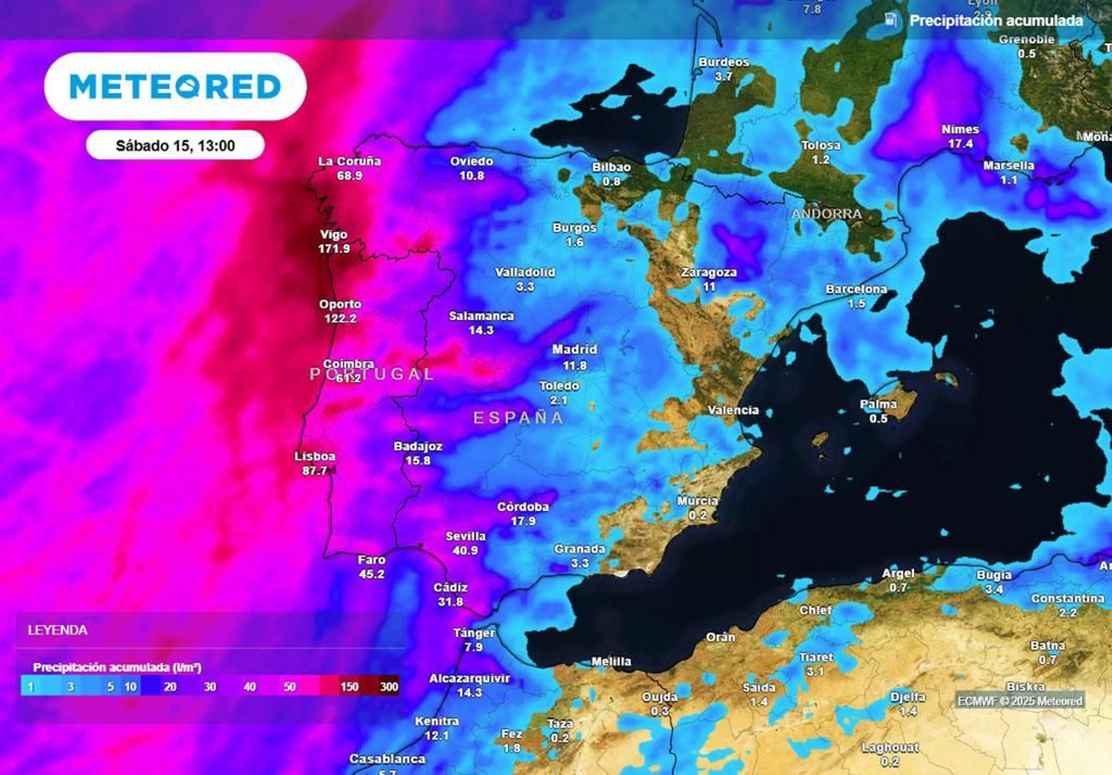 Los pronósticos indican que el sábado 15 de noviembre será la jornada más lluviosa en Cádiz.