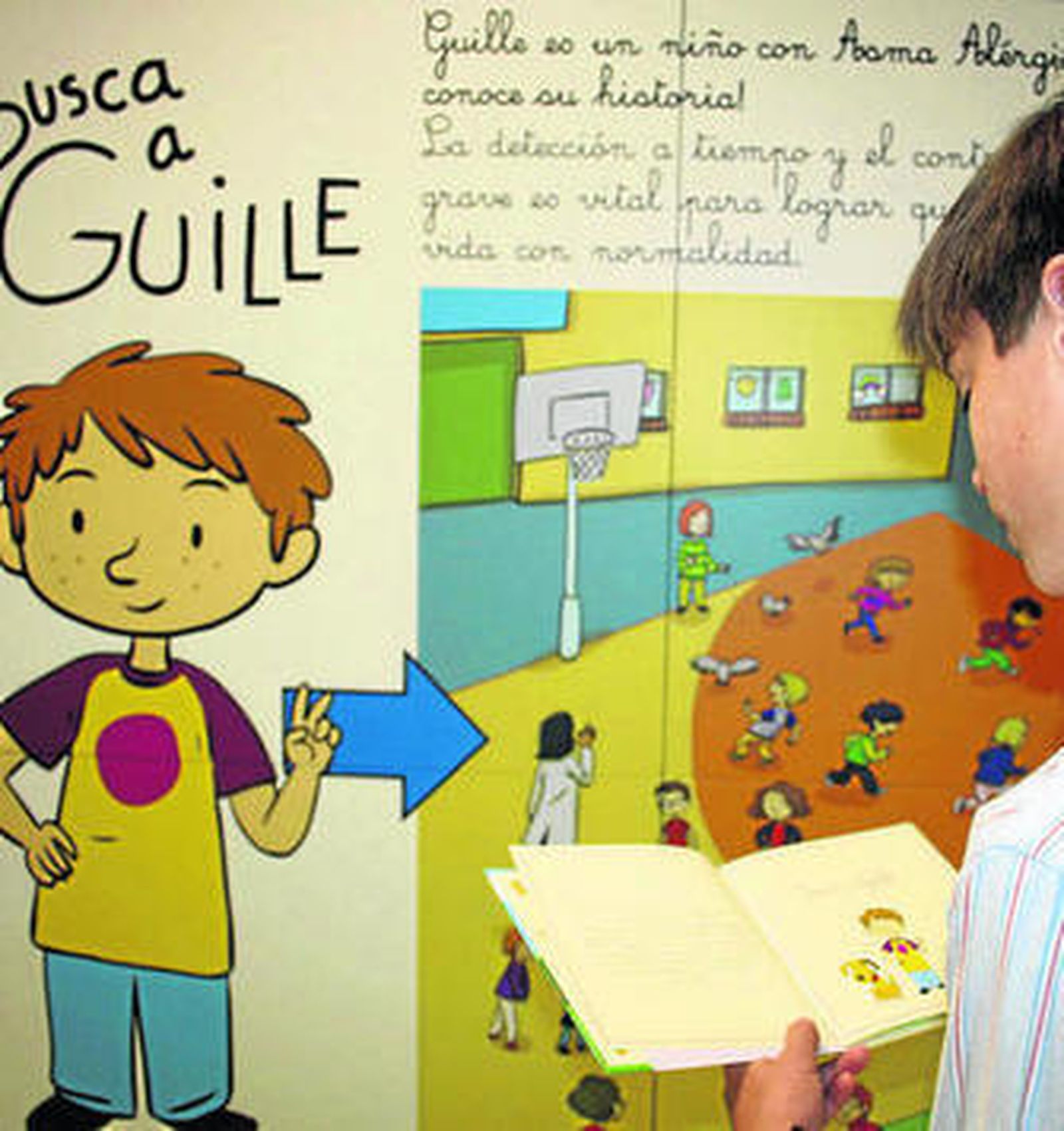 Un niño lee el cuento de la campaña.